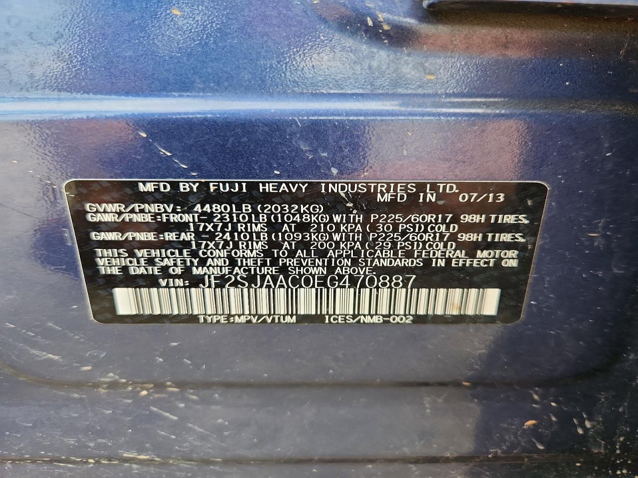 2014 Subaru Forester 2.5i Blue vin: JF2SJAAC0EG470887