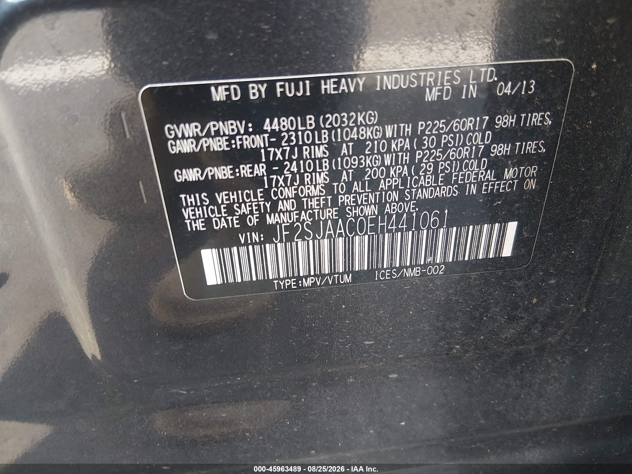 2014 Subaru Forester 2.5i Black vin: JF2SJAAC0EH441061