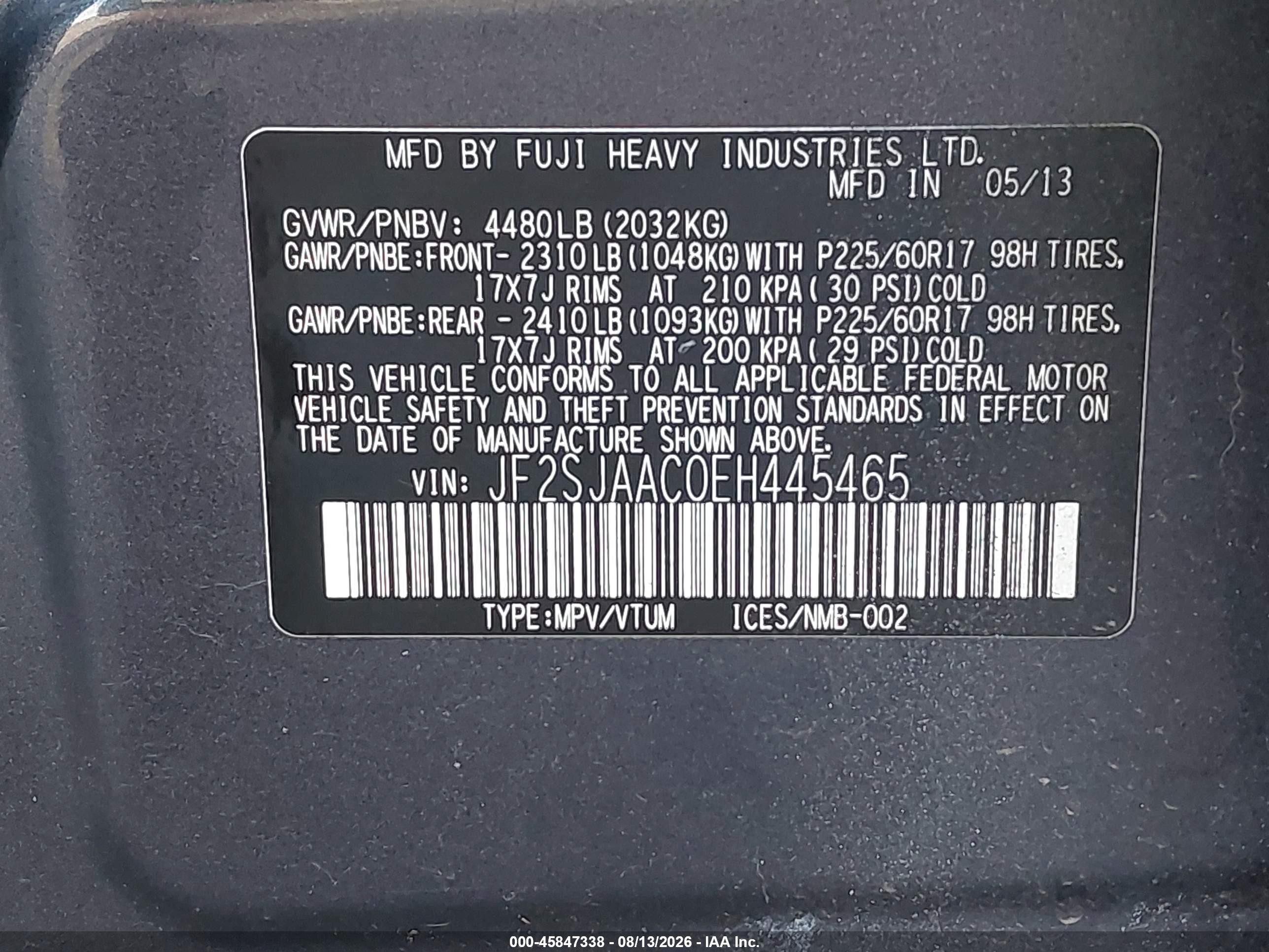 2014 Subaru Forester 2.5i Gray vin: JF2SJAAC0EH445465