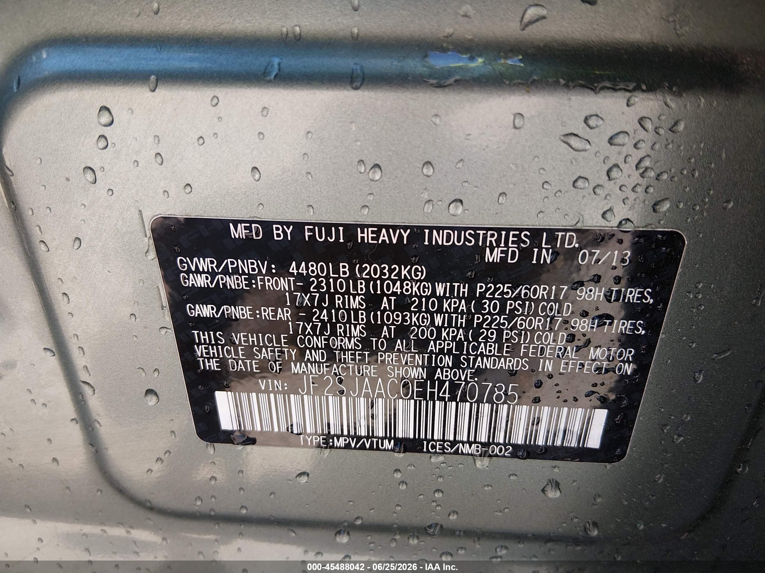 2014 Subaru Forester 2.5i Green vin: JF2SJAAC0EH470785