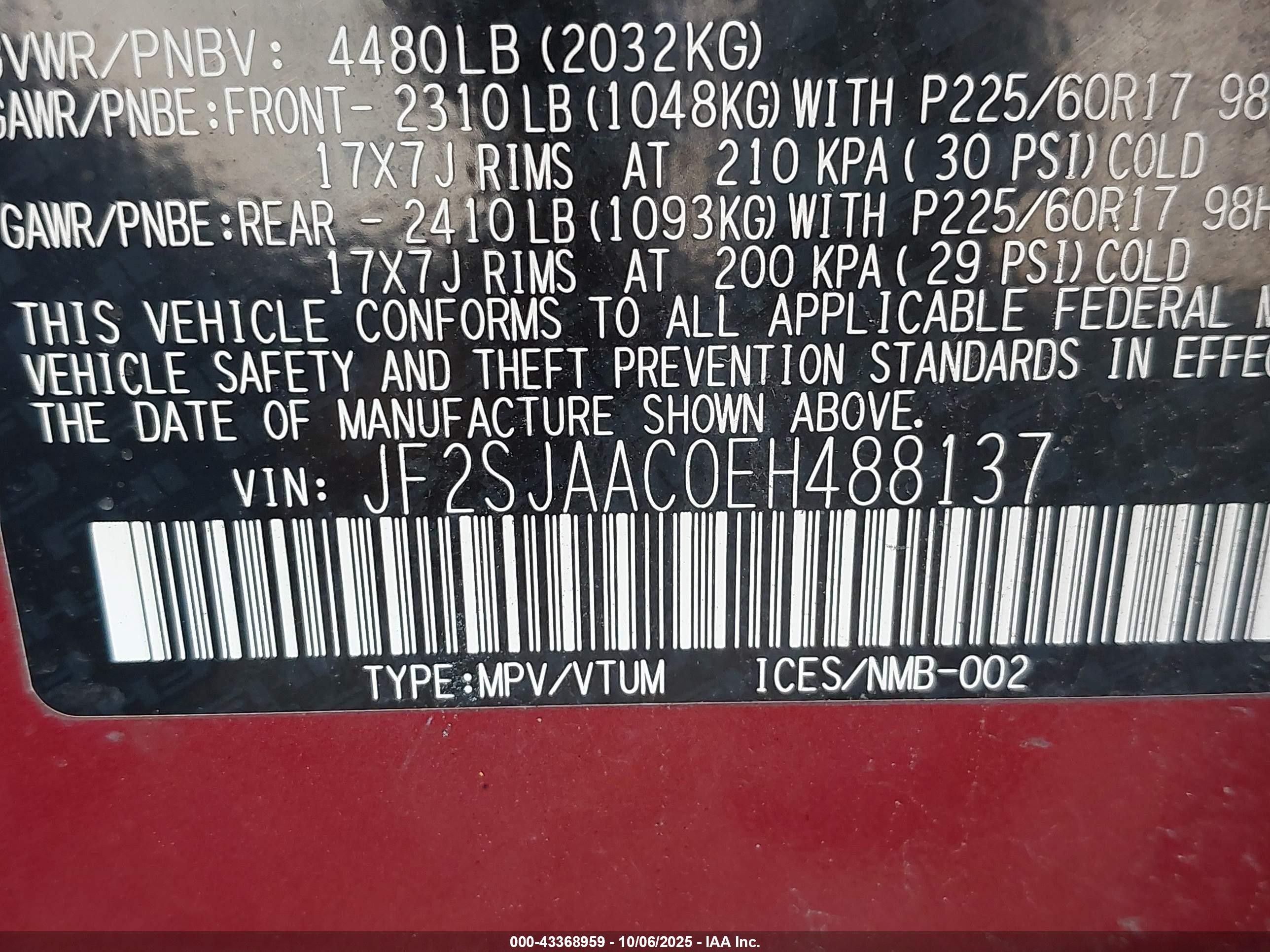 2014 Subaru Forester 2.5i Red vin: JF2SJAAC0EH488137
