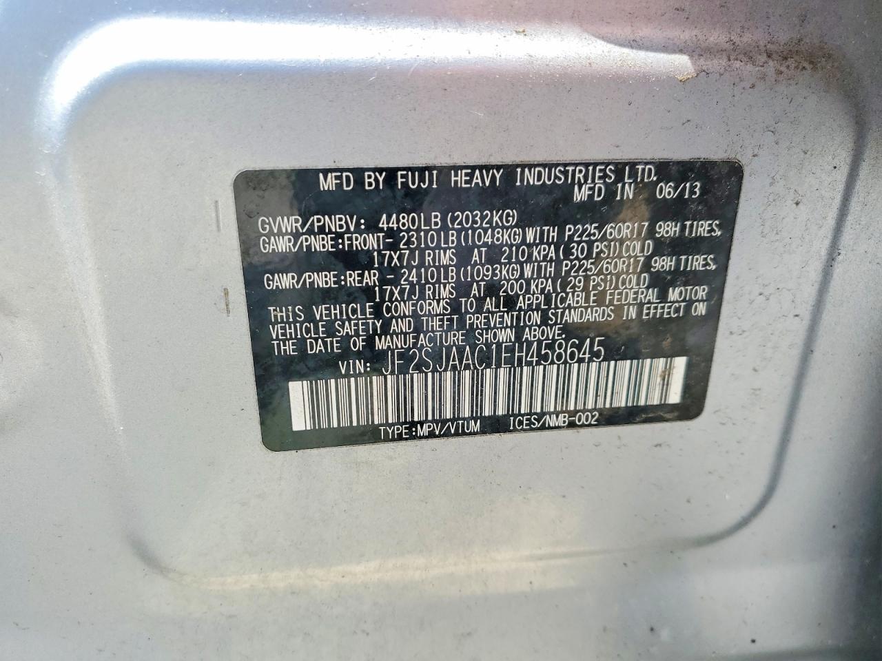 2014 Subaru Forester 2.5i Gray vin: JF2SJAAC1EH458645