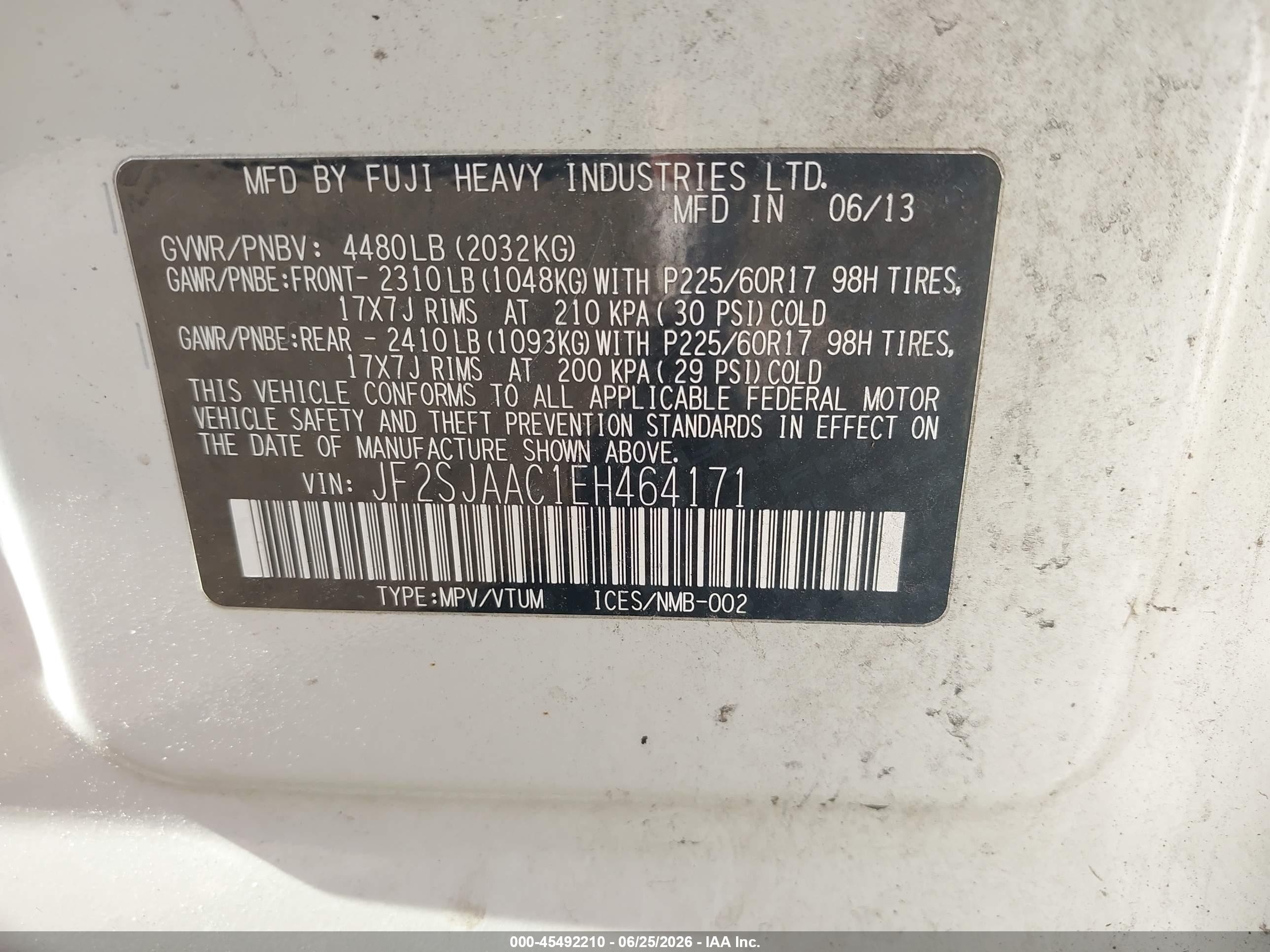 2014 Subaru Forester 2.5i White vin: JF2SJAAC1EH464171