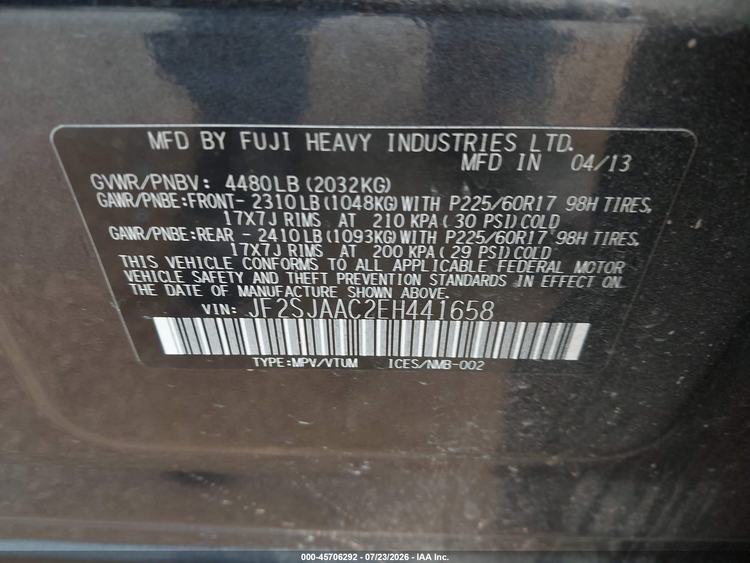 2014 Subaru Forester 2.5i Black vin: JF2SJAAC2EH441658