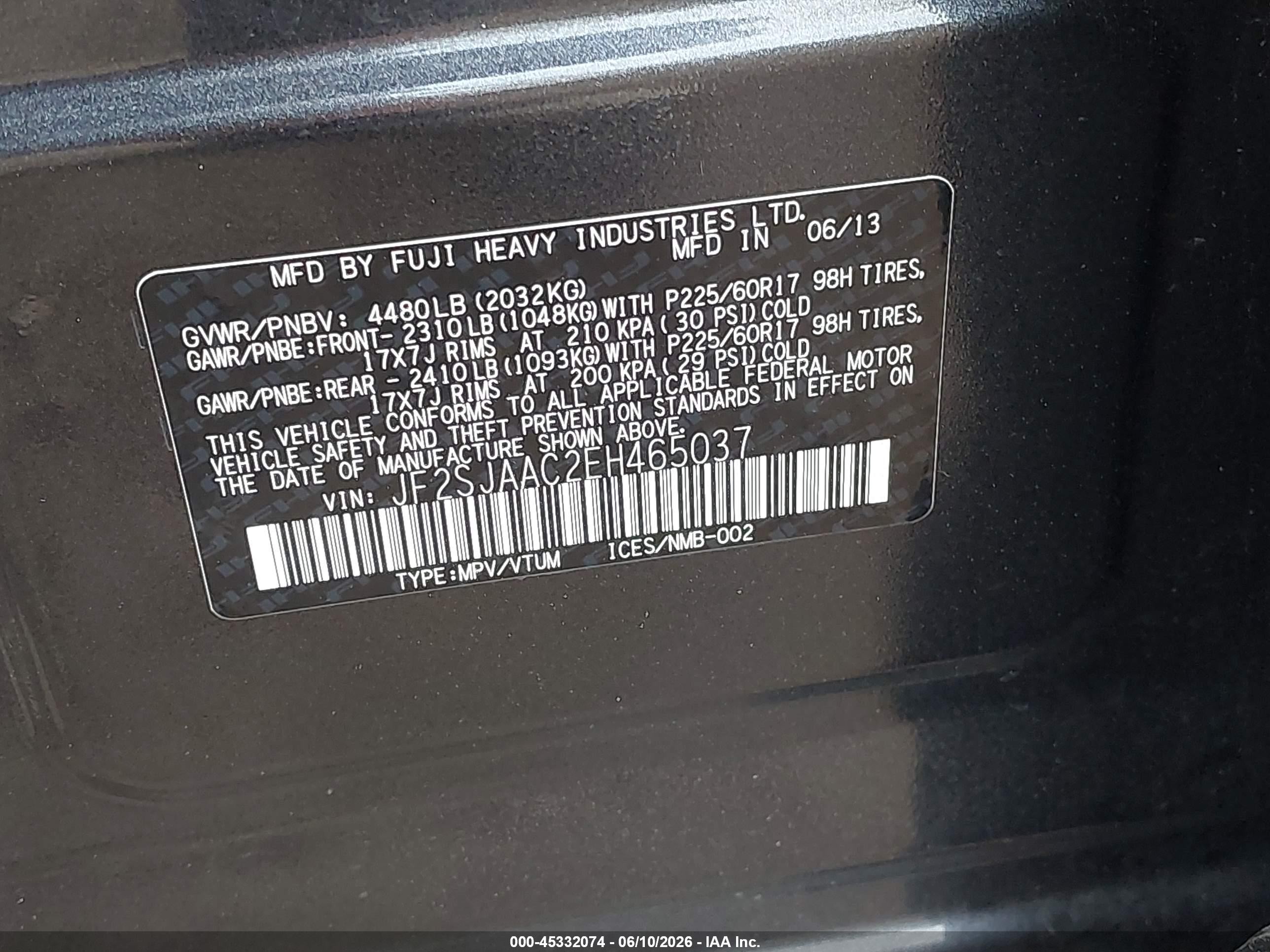 2014 Subaru Forester 2.5i Серый vin: JF2SJAAC2EH465037