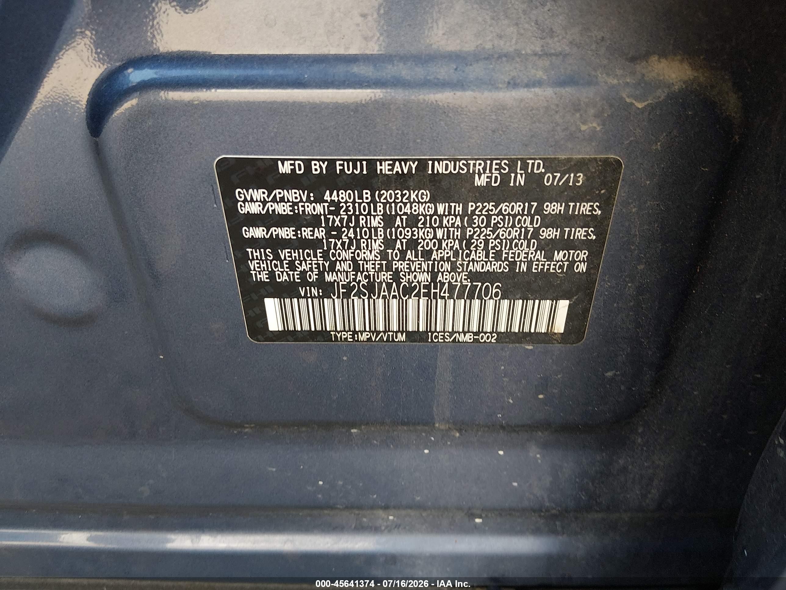 2014 Subaru Forester 2.5i Light Blue vin: JF2SJAAC2EH477706