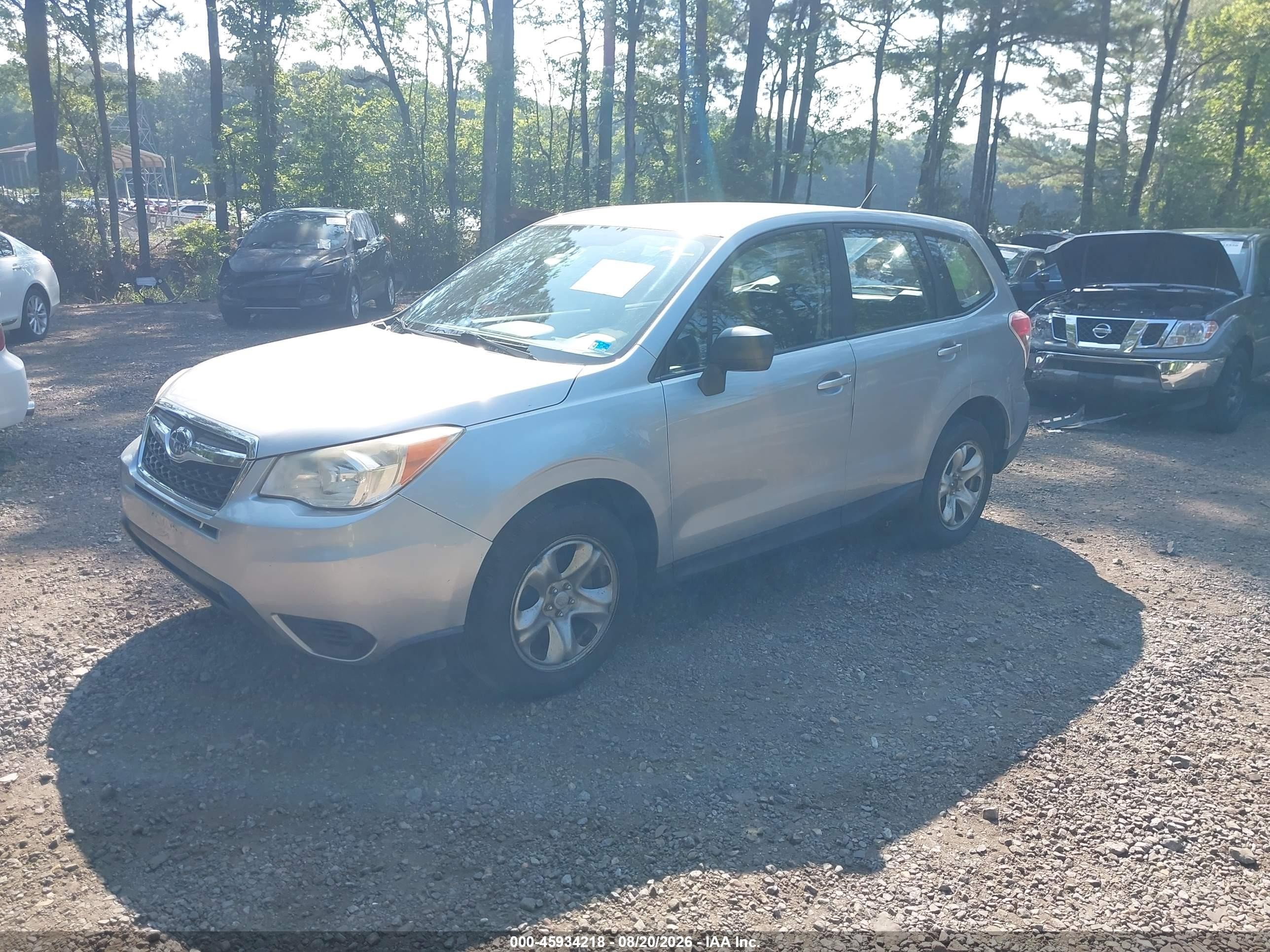 2014 Subaru Forester 2.5i Silver vin: JF2SJAAC2EH494022