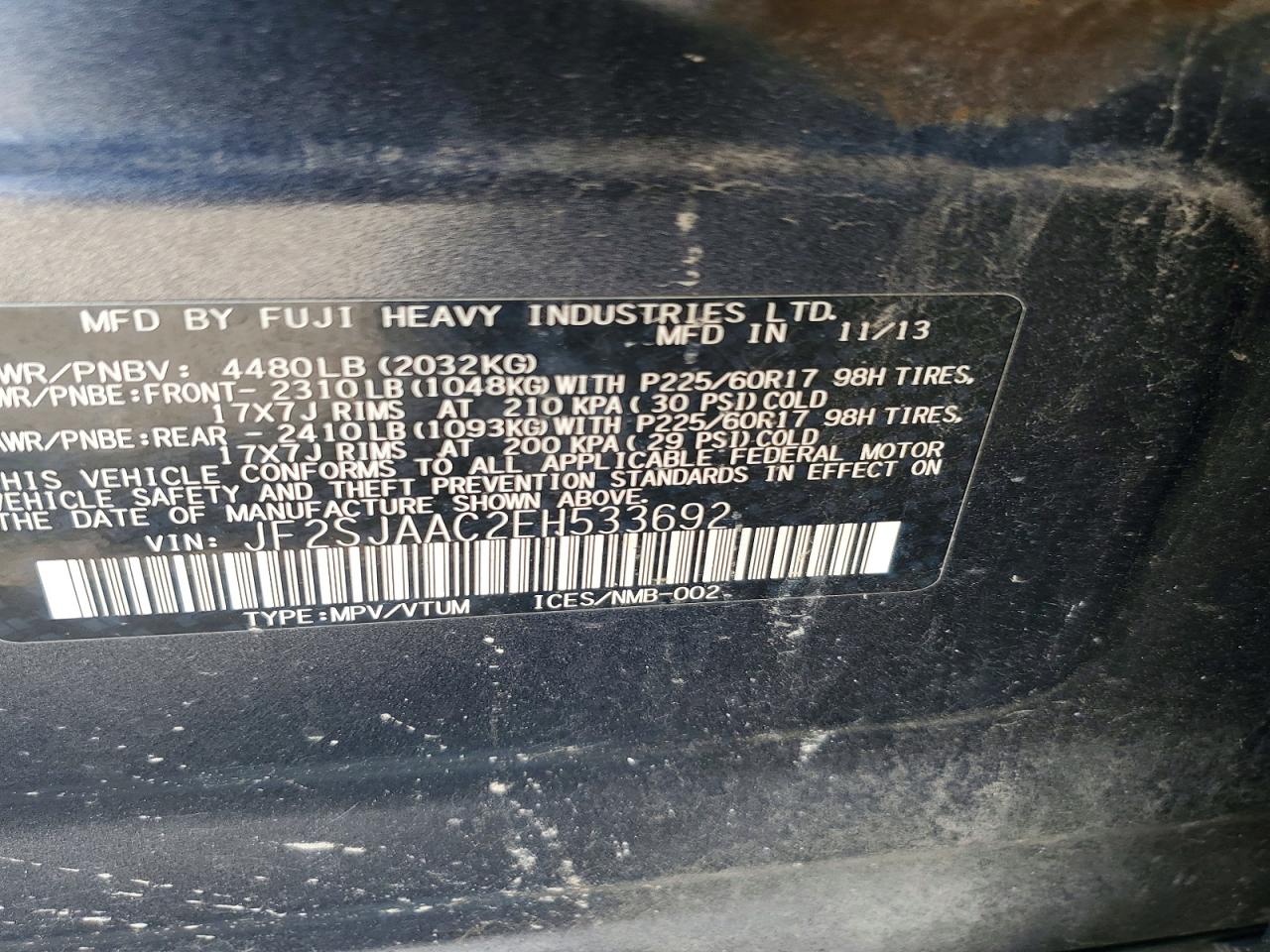 2014 Subaru Forester 2.5i Charcoal vin: JF2SJAAC2EH533692