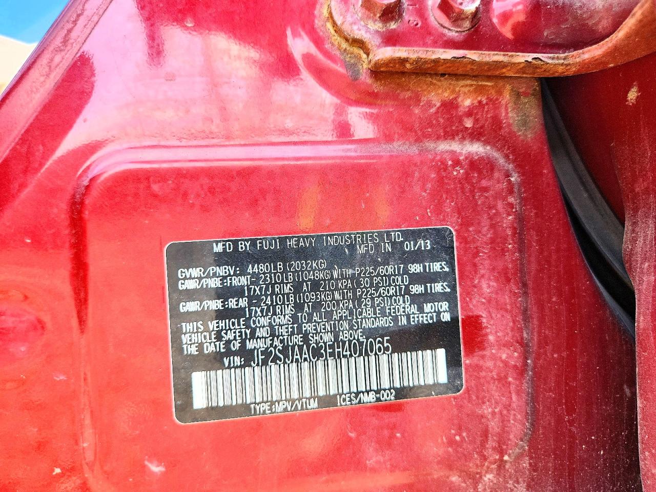2014 Subaru Forester 2.5i Red vin: JF2SJAAC3EH407065