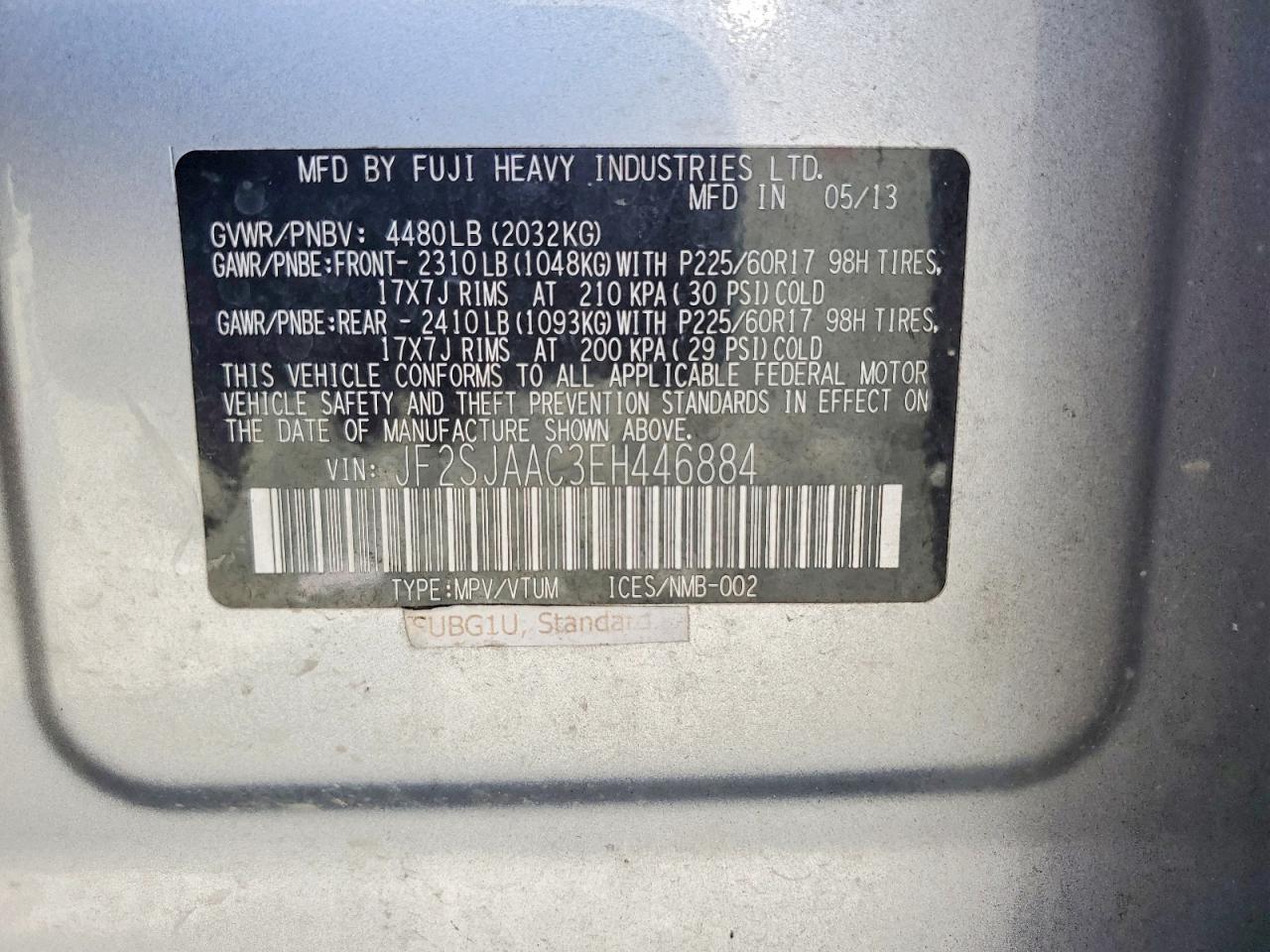 2014 Subaru Forester 2.5i Silver vin: JF2SJAAC3EH446884