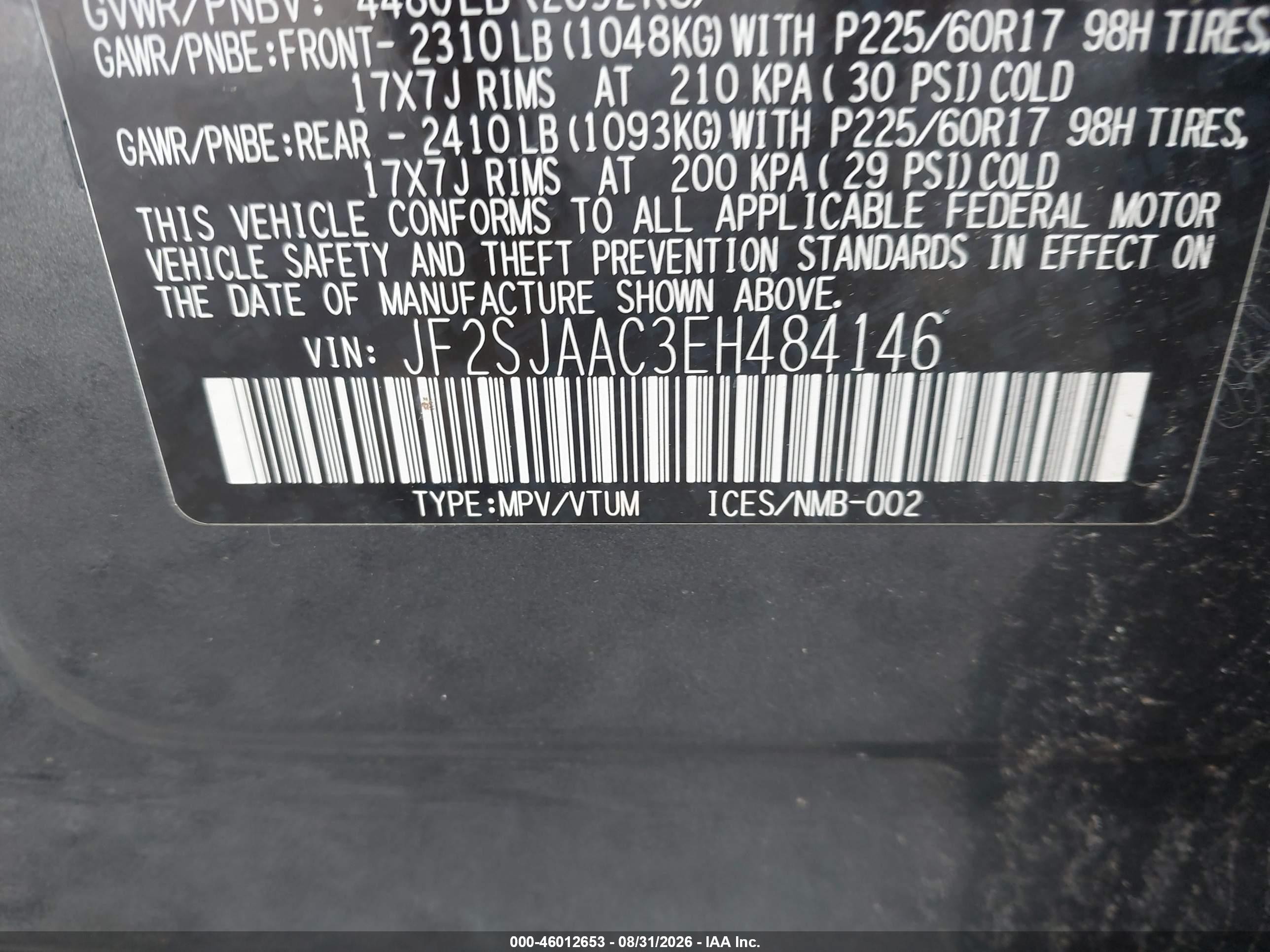 2014 Subaru Forester 2.5i Black vin: JF2SJAAC3EH484146