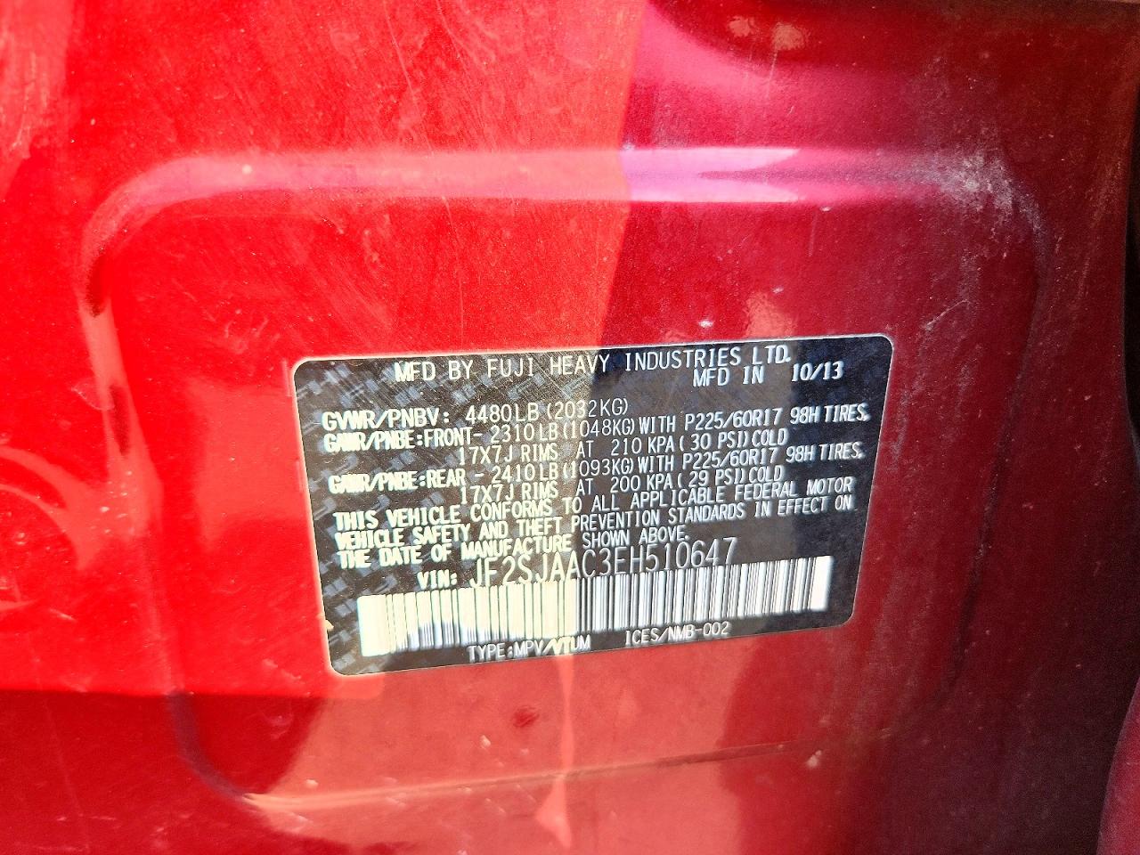 2014 Subaru Forester 2.5i Burgundy vin: JF2SJAAC3EH510647