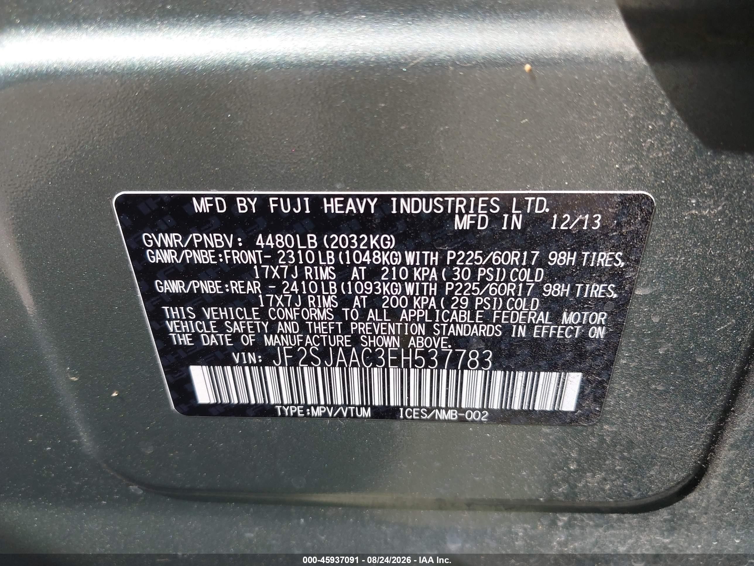 2014 Subaru Forester 2.5i Green vin: JF2SJAAC3EH537783
