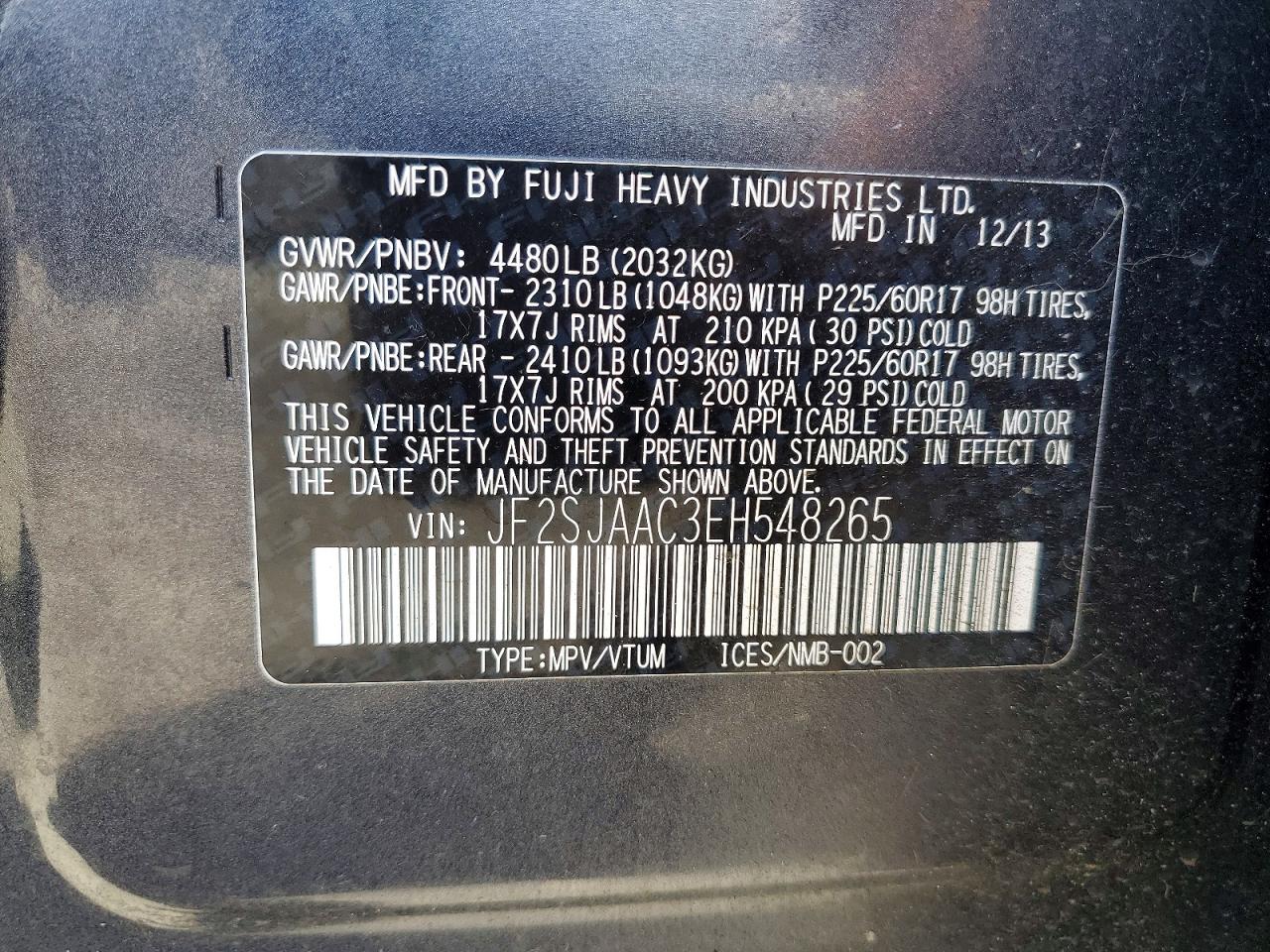 2014 Subaru Forester 2.5i Gray vin: JF2SJAAC3EH548265