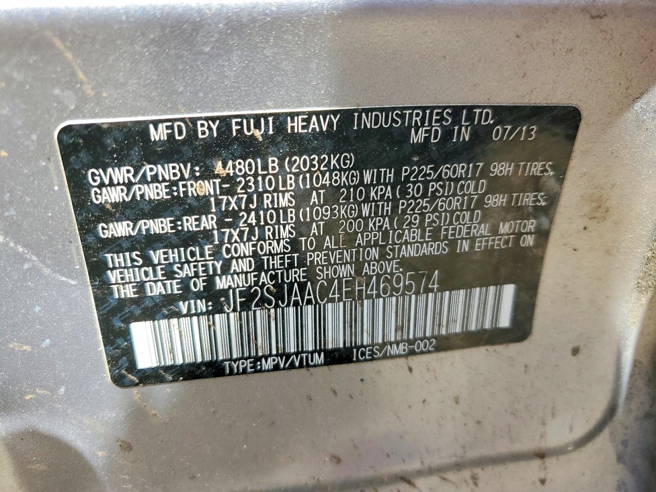 2014 Subaru Forester 2.5i Silver vin: JF2SJAAC4EH469574