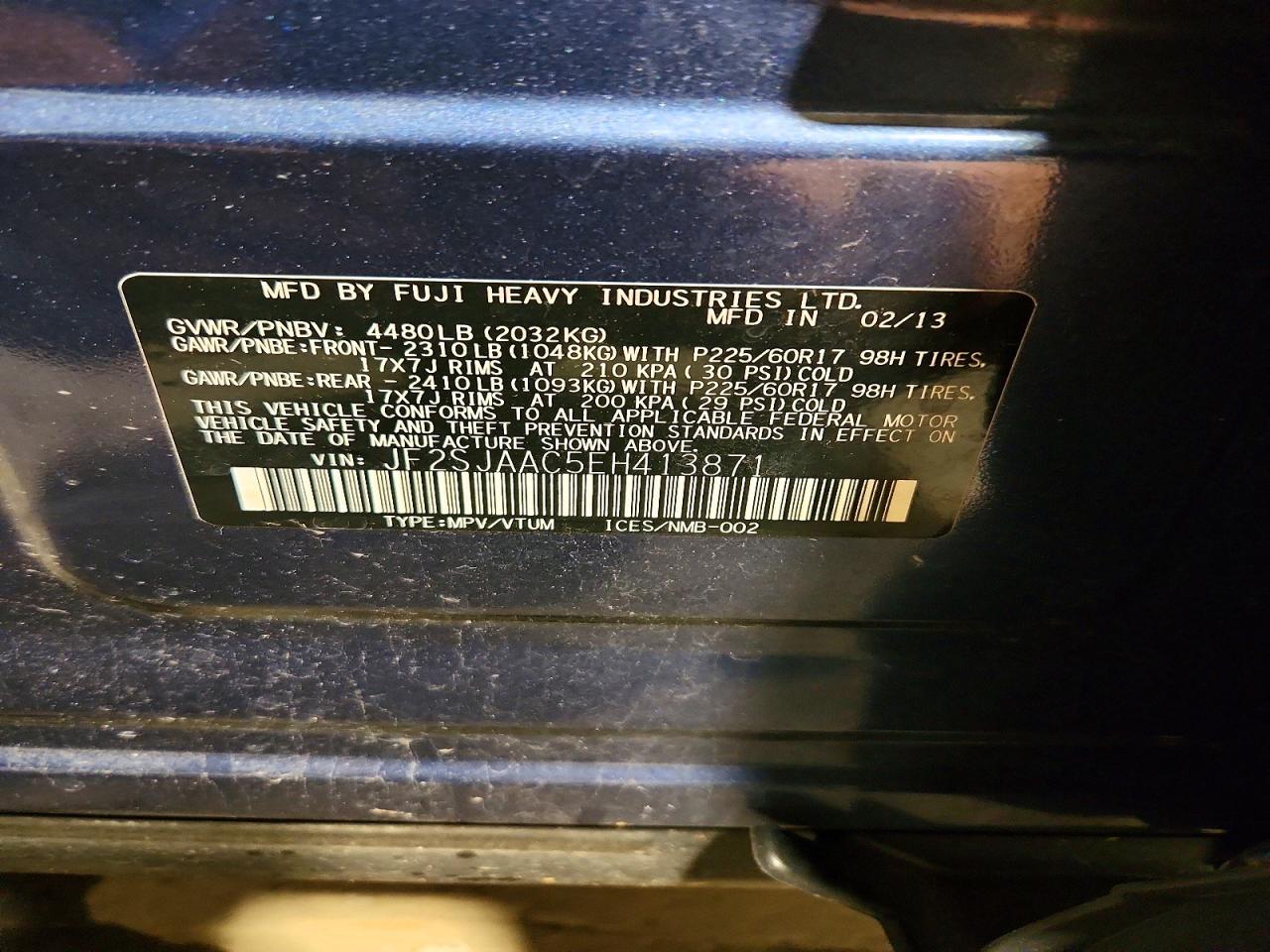 2014 Subaru Forester 2.5i Blue vin: JF2SJAAC5EH413871