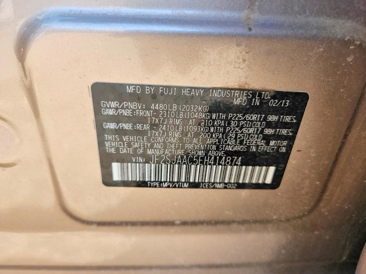 2014 Subaru Forester 2.5i Silver vin: JF2SJAAC5EH414874