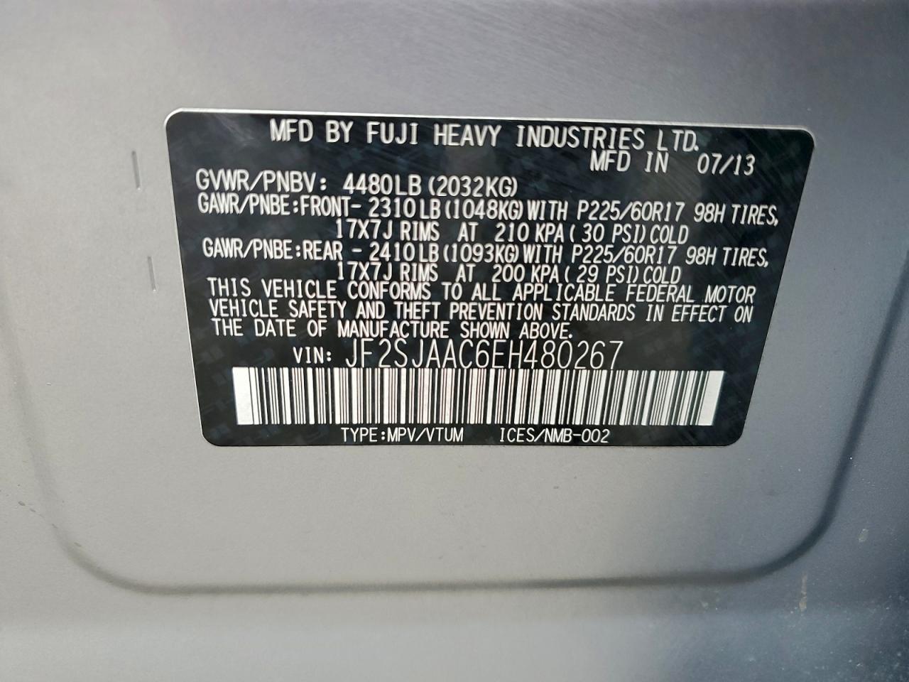 2014 Subaru Forester 2.5i Silver vin: JF2SJAAC6EH480267
