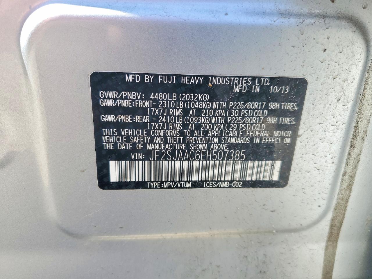 2014 Subaru Forester 2.5i Silver vin: JF2SJAAC6EH507385