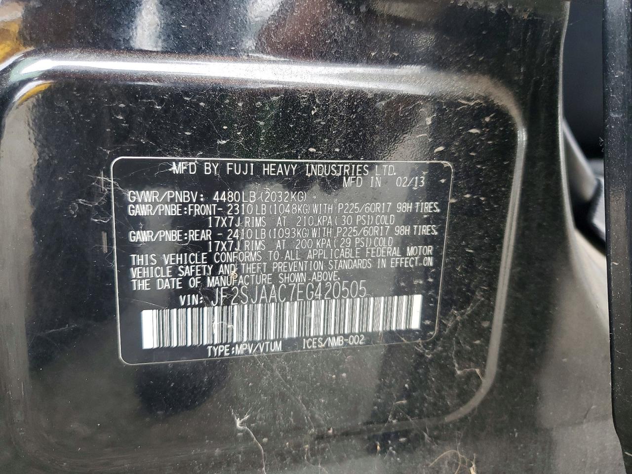 2014 Subaru Forester 2.5i Black vin: JF2SJAAC7EG420505