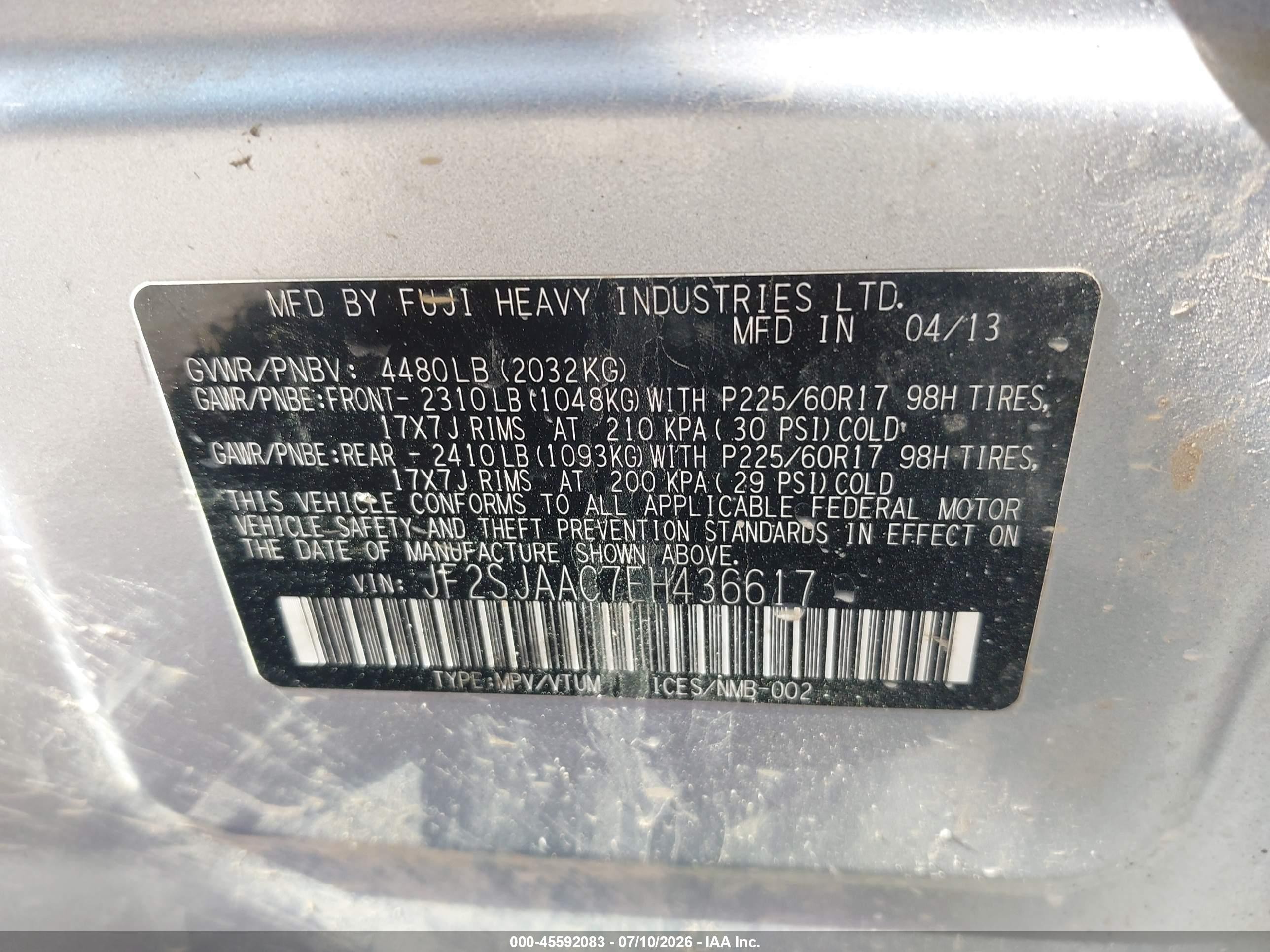 2014 Subaru Forester 2.5i Silver vin: JF2SJAAC7EH436617