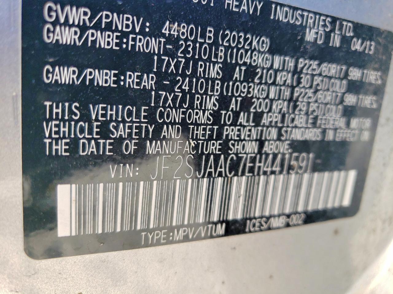 2014 Subaru Forester 2.5i Silver vin: JF2SJAAC7EH441591