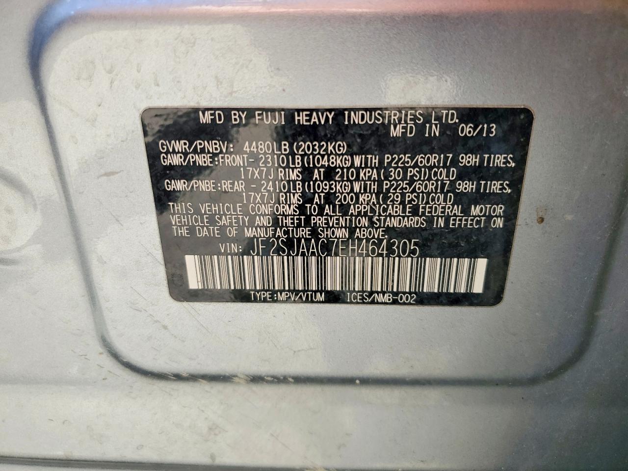 2014 Subaru Forester 2.5i Silver vin: JF2SJAAC7EH464305