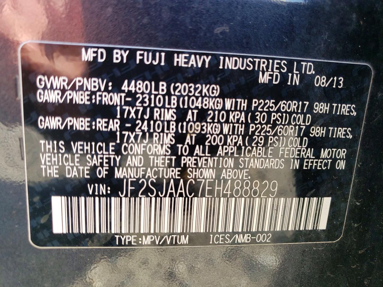 2014 Subaru Forester 2.5i Black vin: JF2SJAAC7EH488829