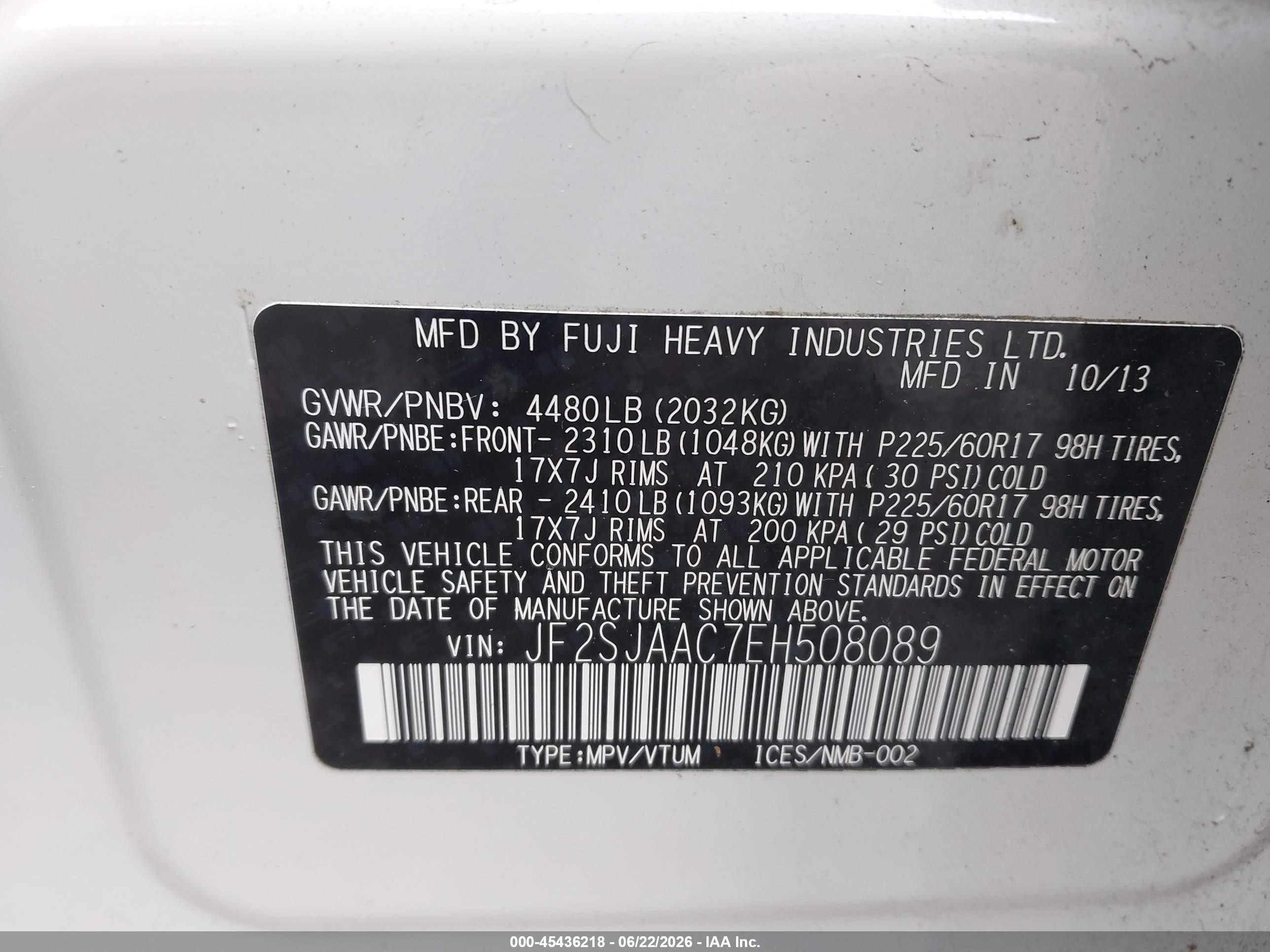 2014 Subaru Forester 2.5i White vin: JF2SJAAC7EH508089