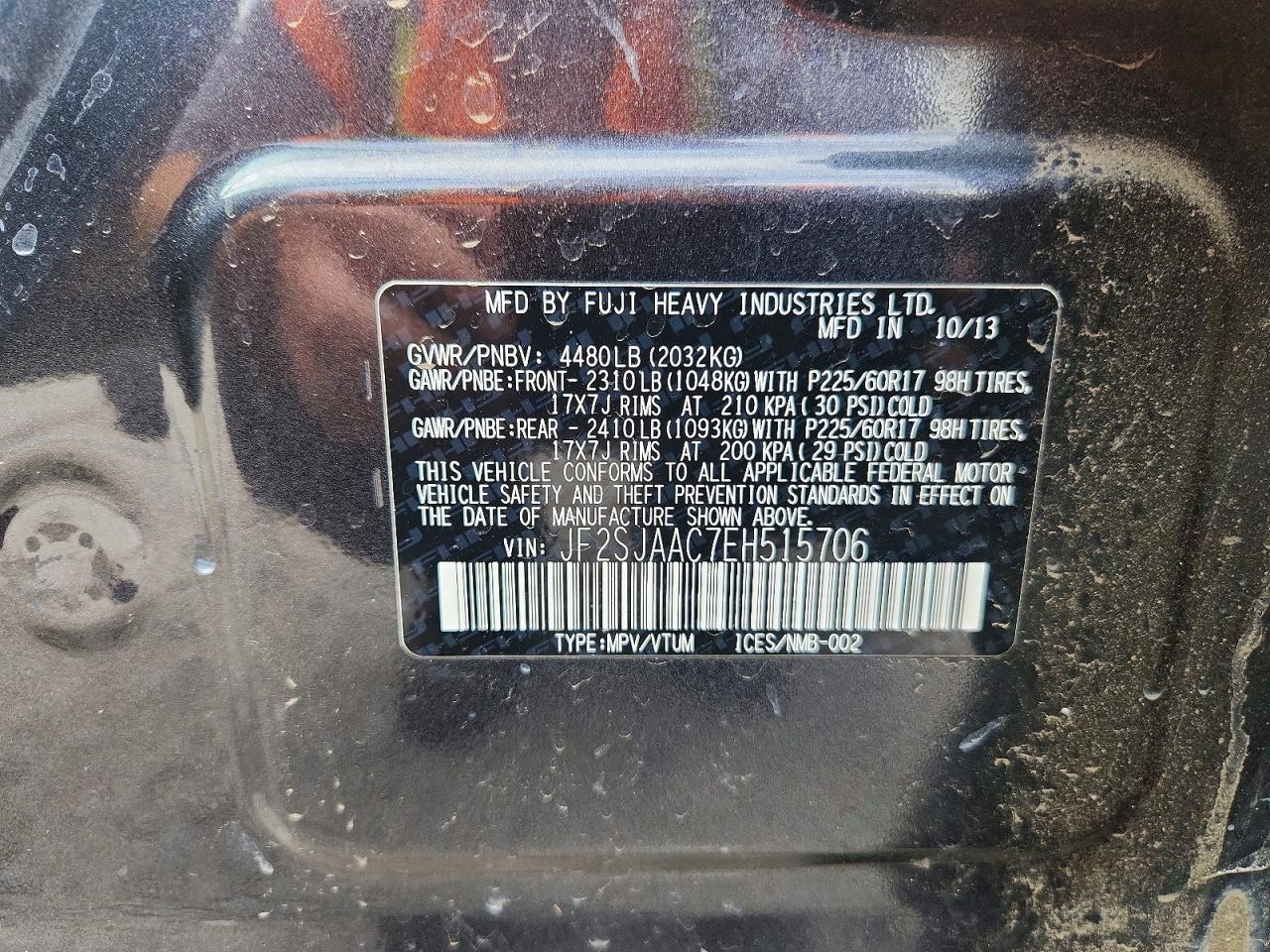 2014 Subaru Forester 2.5i Charcoal vin: JF2SJAAC7EH515706