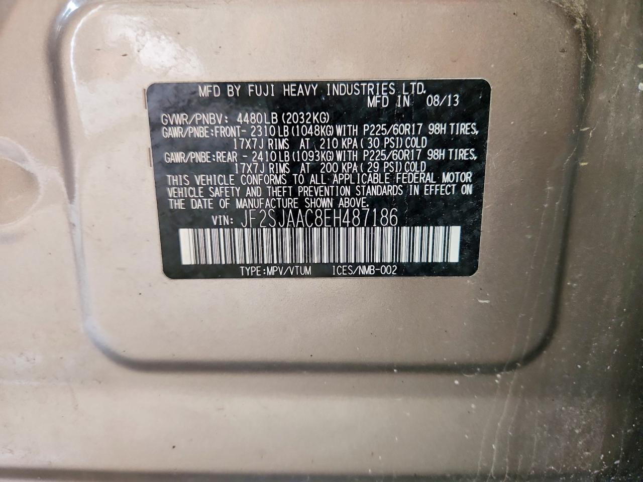 2014 Subaru Forester 2.5i Silver vin: JF2SJAAC8EH487186