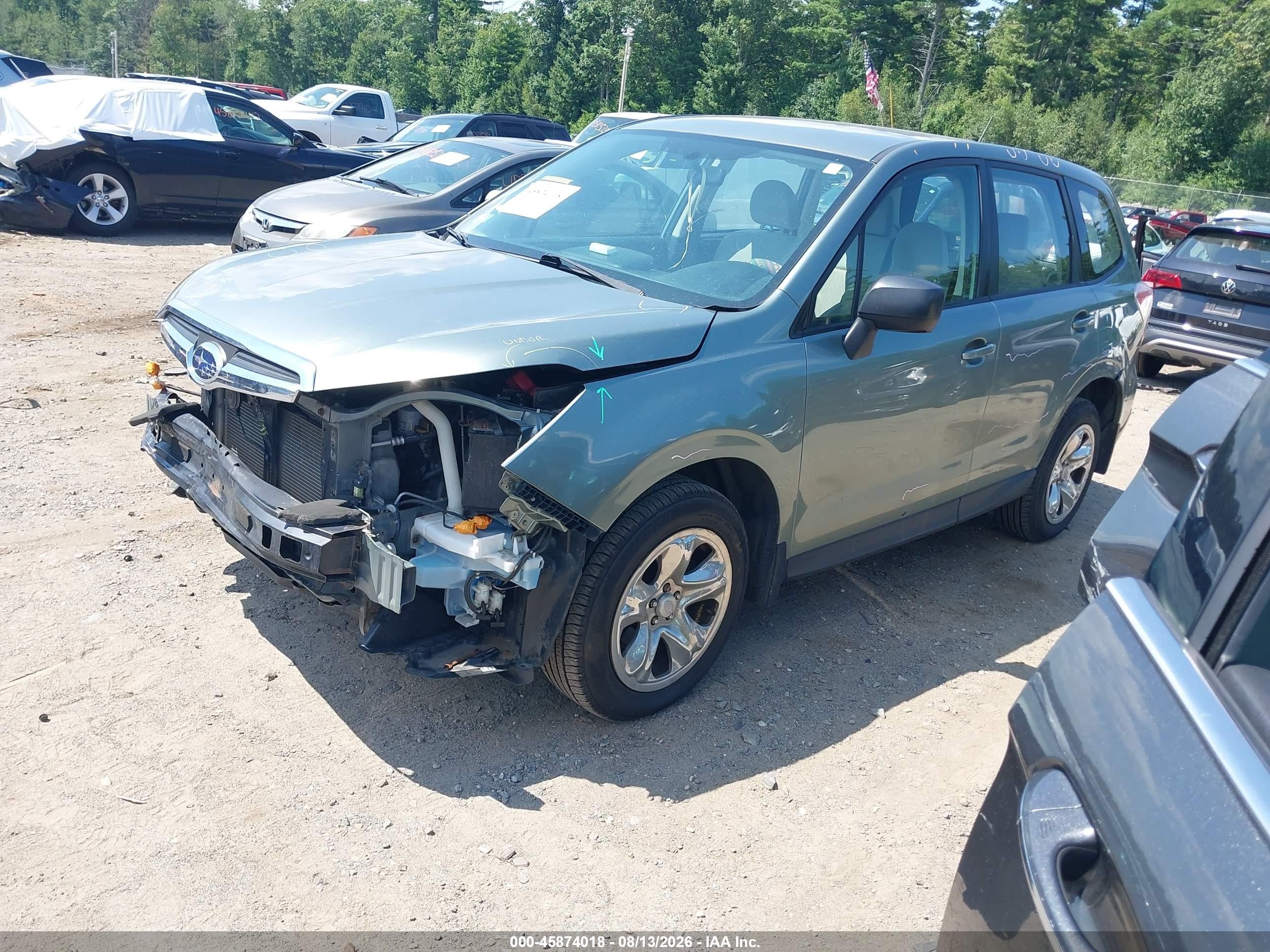 2014 Subaru Forester 2.5i Зеленый vin: JF2SJAAC8EH491769