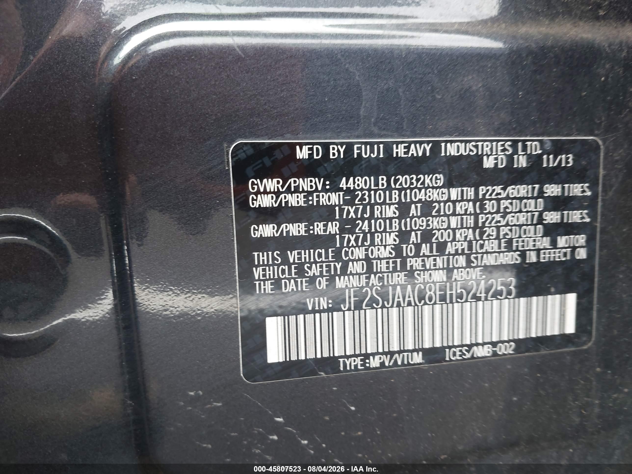 2014 Subaru Forester 2.5i Black vin: JF2SJAAC8EH524253