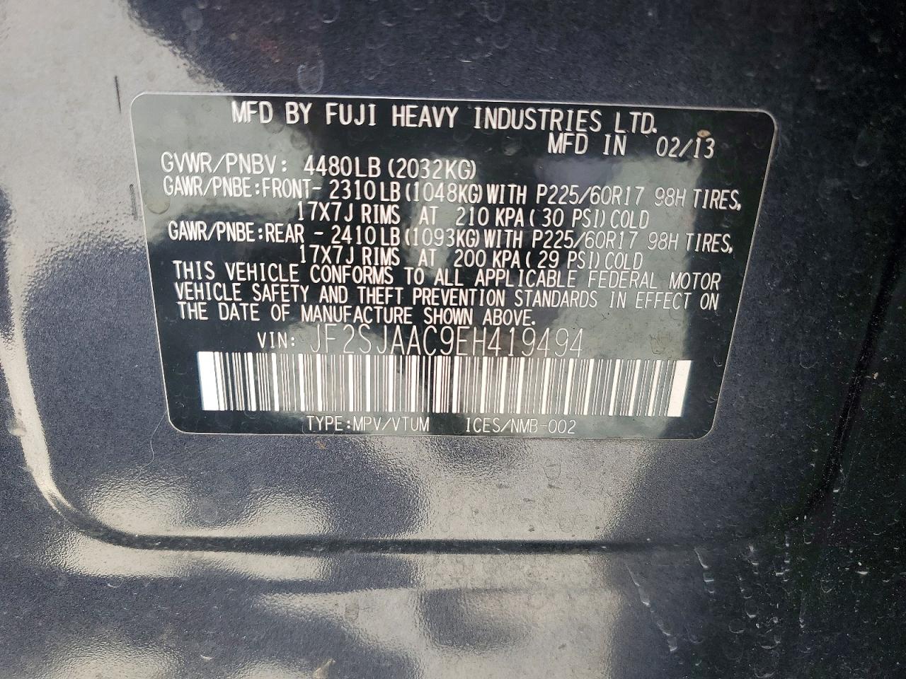 2014 Subaru Forester 2.5i Black vin: JF2SJAAC9EH419494