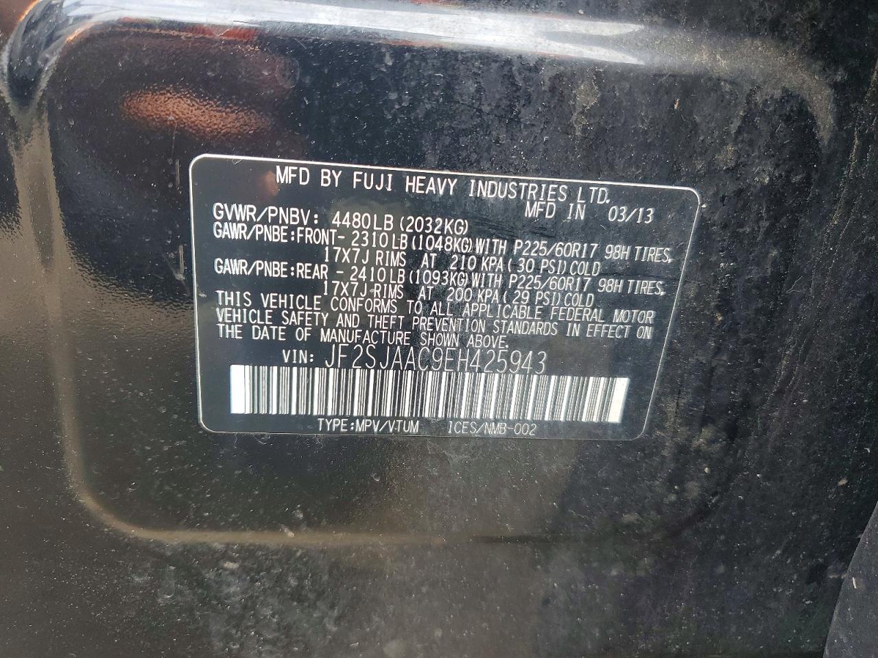 2014 Subaru Forester 2.5i Black vin: JF2SJAAC9EH425943