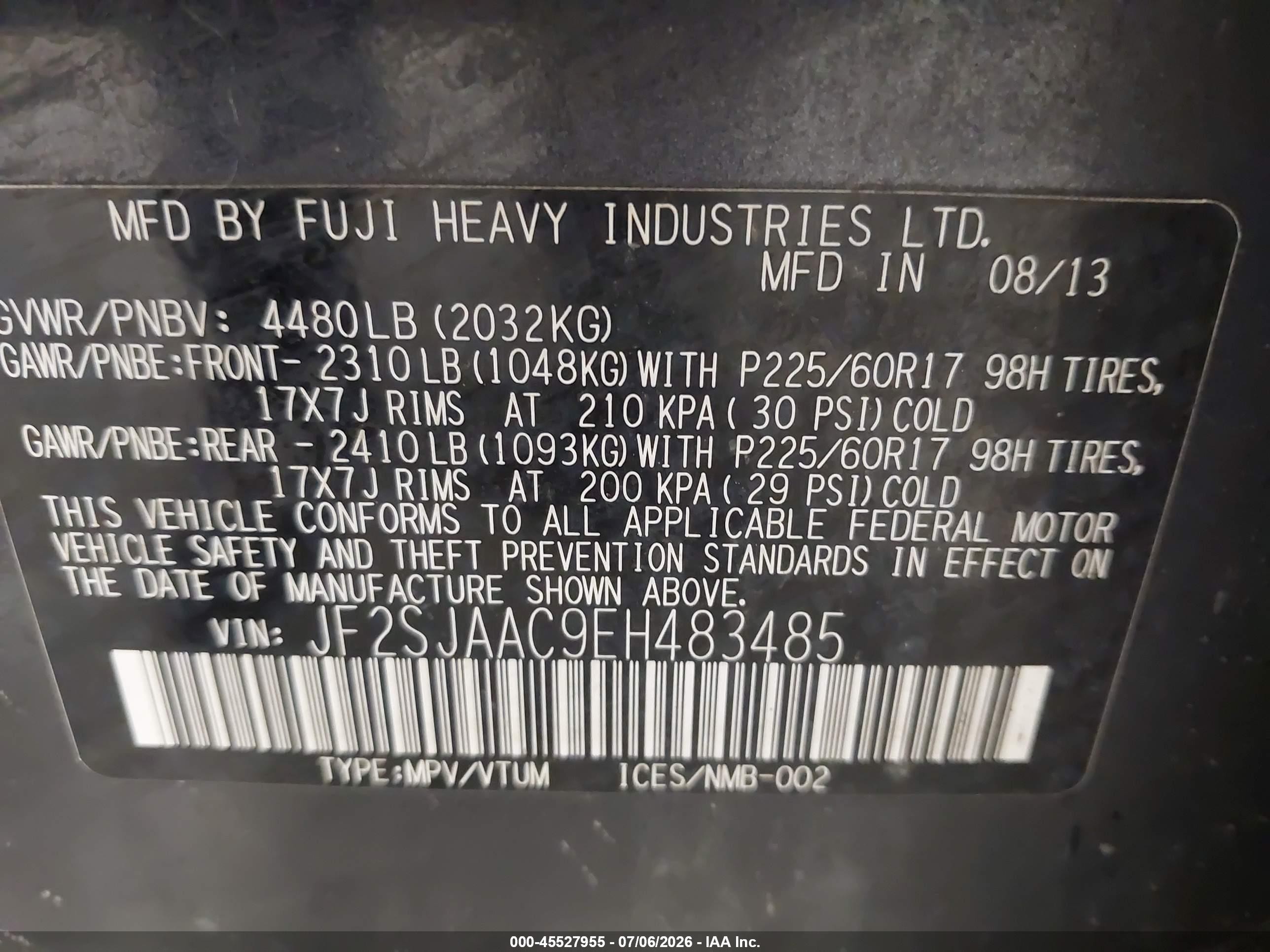 2014 Subaru Forester 2.5i Gray vin: JF2SJAAC9EH483485