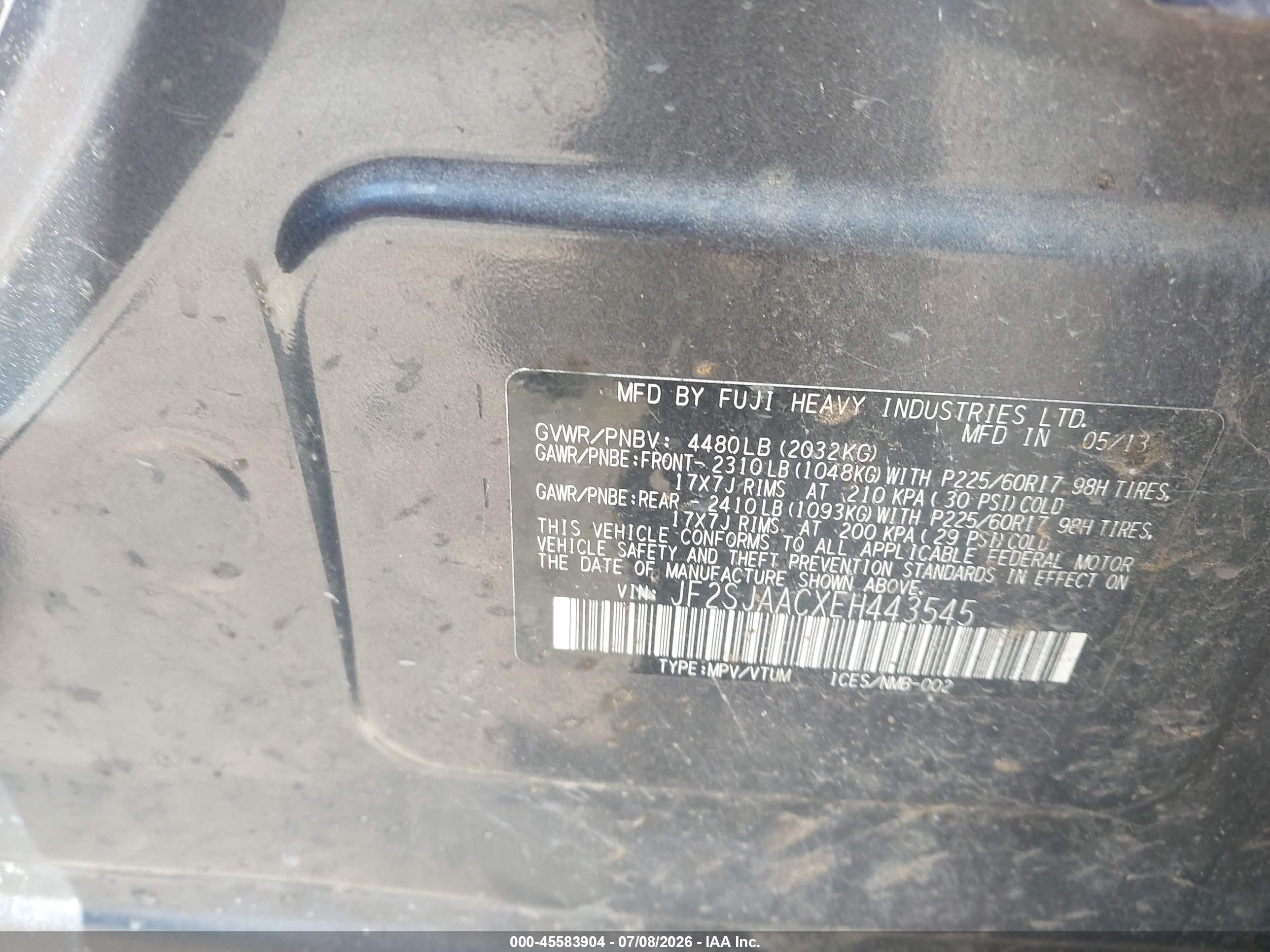 2014 Subaru Forester 2.5i Black vin: JF2SJAACXEH443545