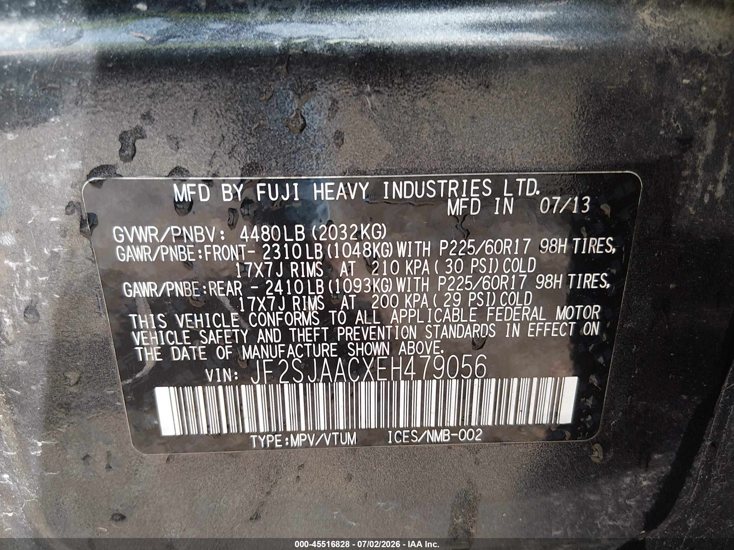 2014 Subaru Forester 2.5i Blue vin: JF2SJAACXEH479056