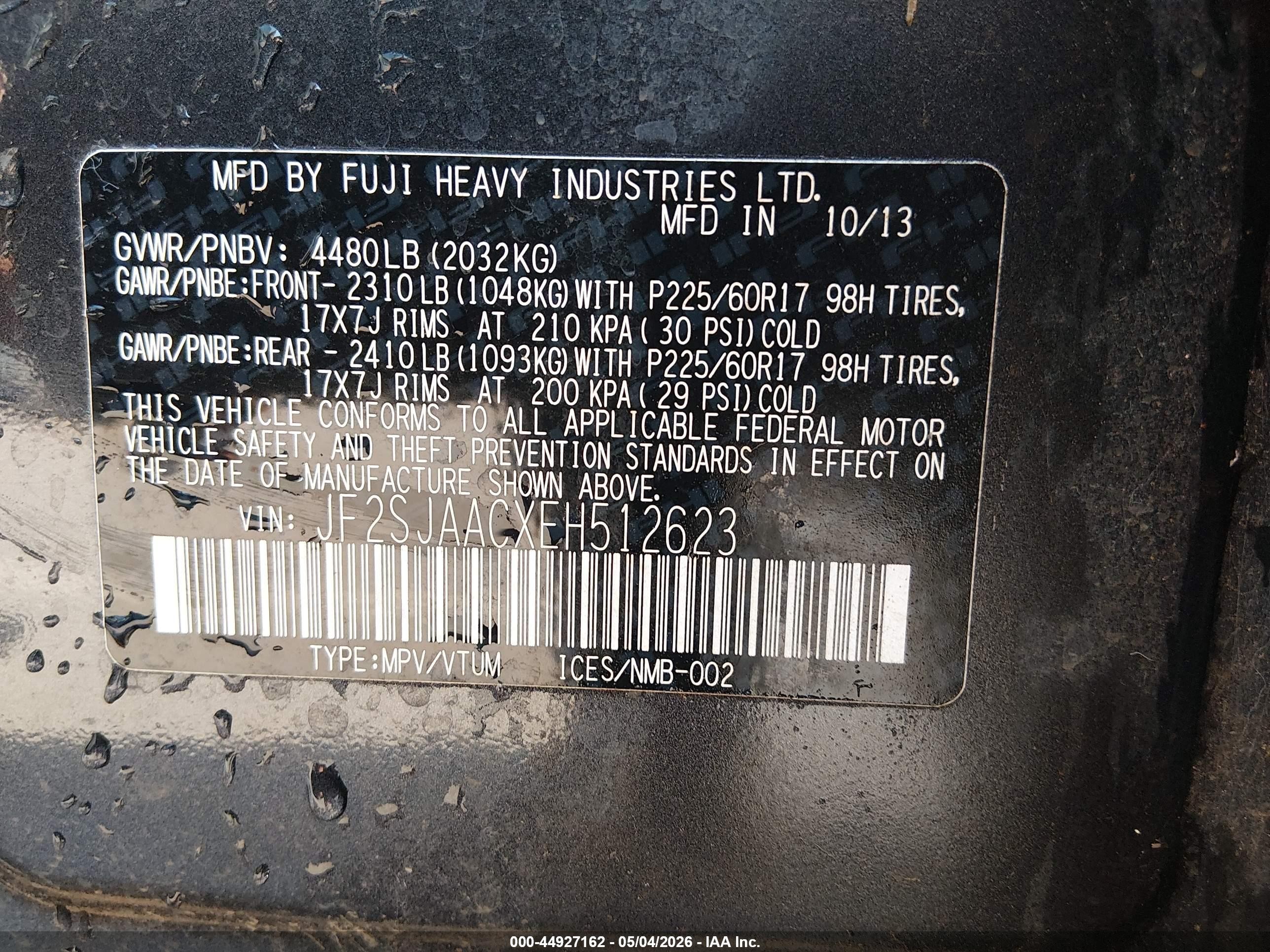 2014 Subaru Forester 2.5i Черный vin: JF2SJAACXEH512623