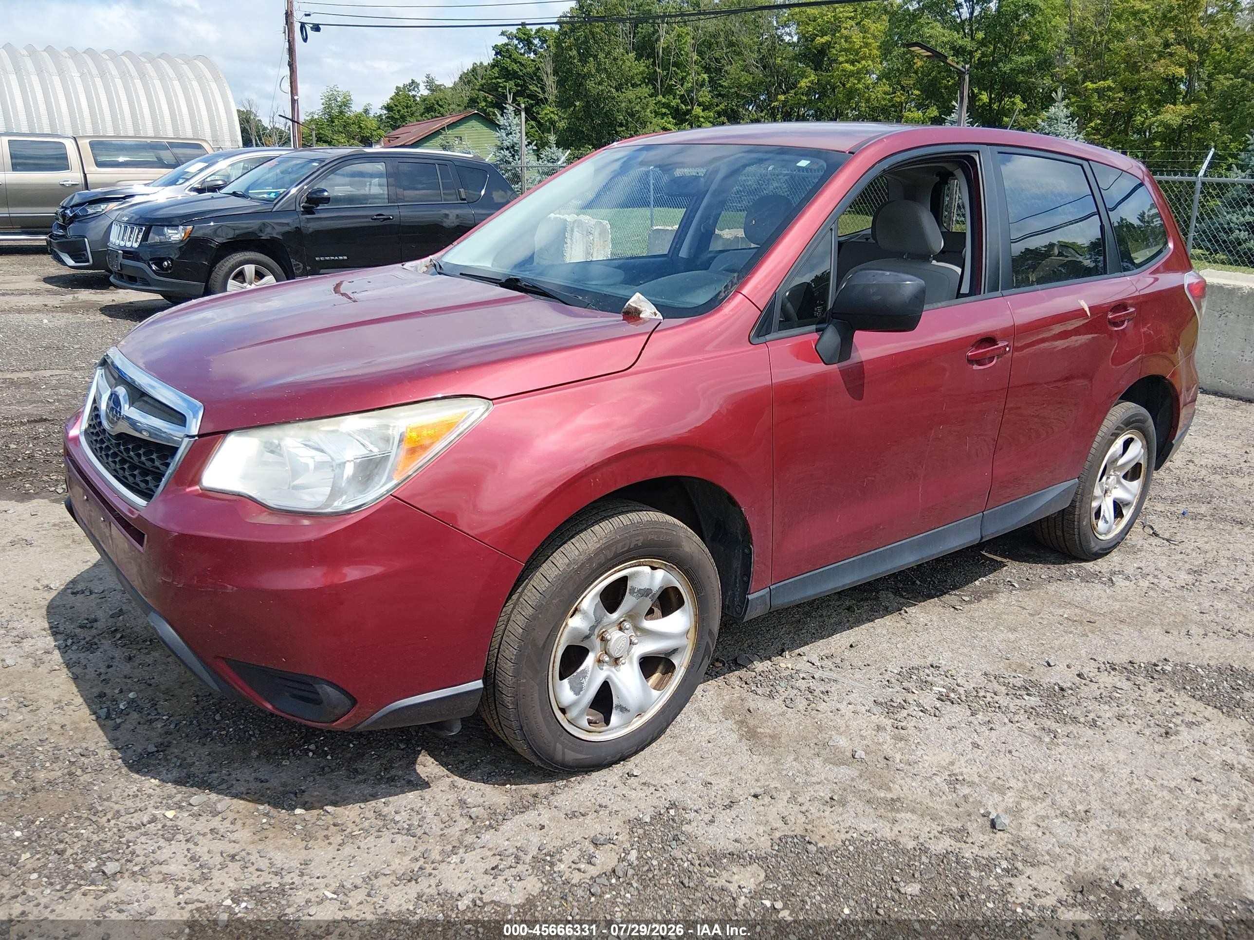 2015 Subaru Forester 2.5i Maroon vin: JF2SJAACXFH497848