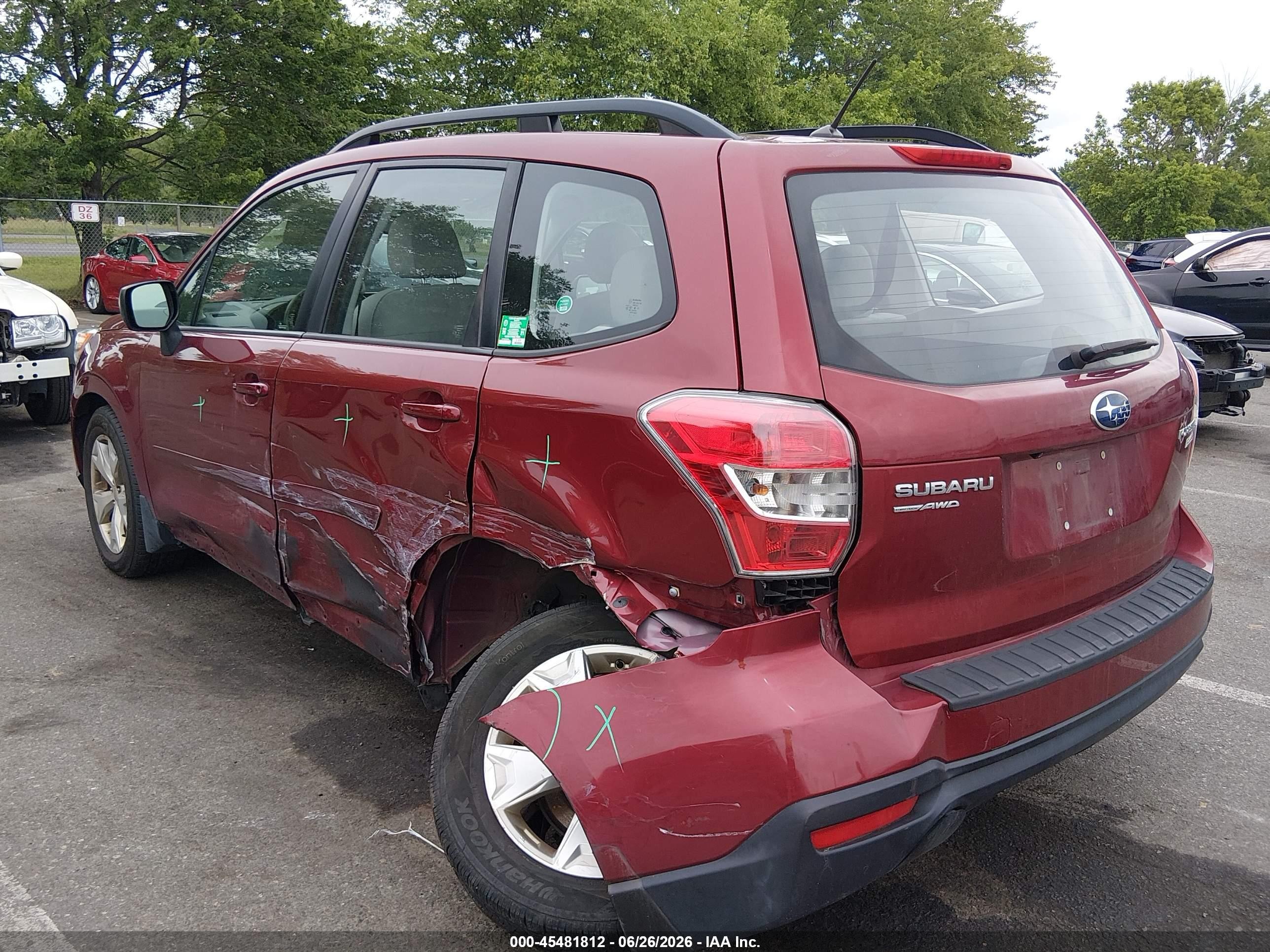 2015 Subaru Forester 2.5i Red vin: JF2SJABC0FH816771