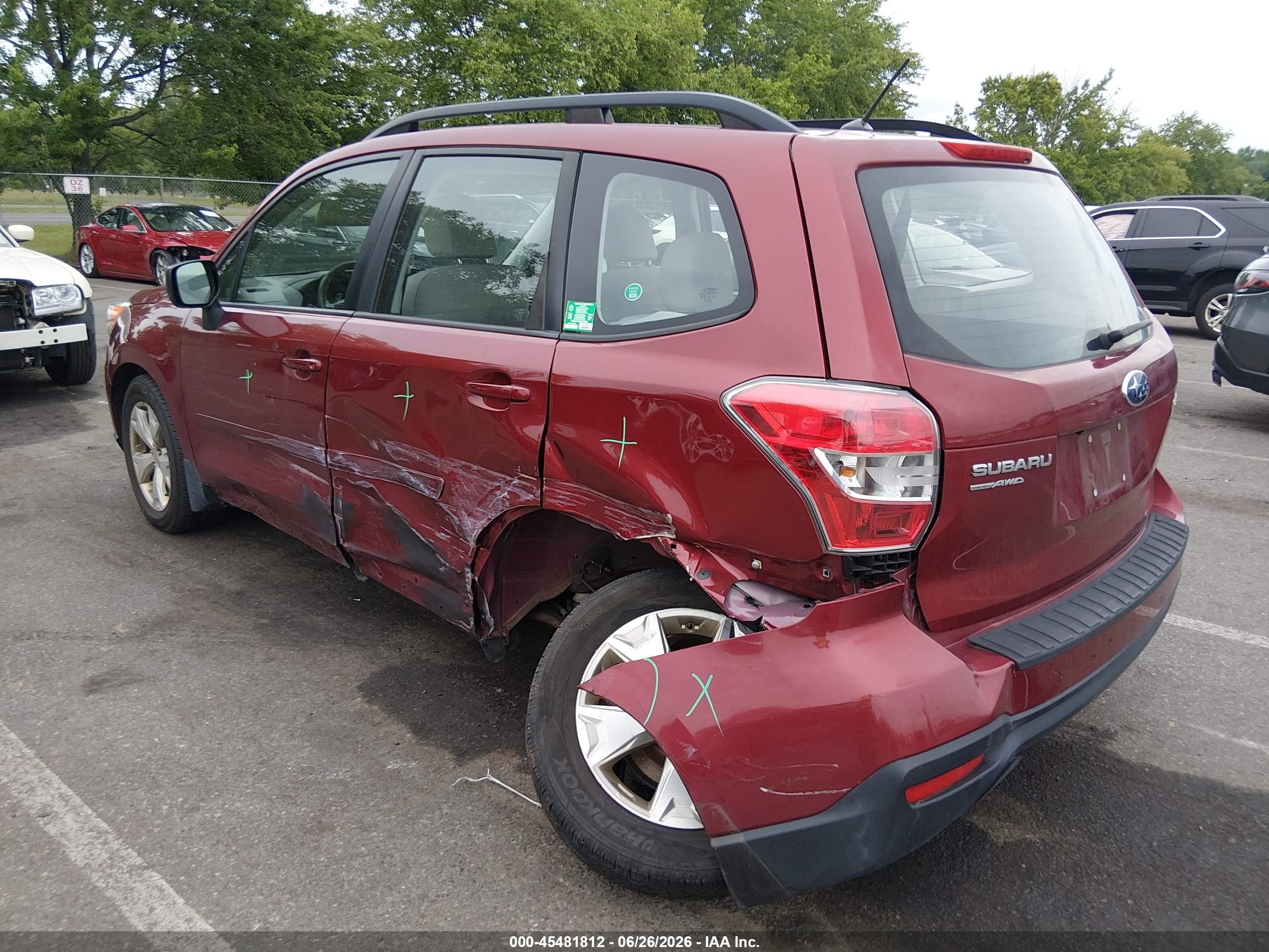 2015 Subaru Forester 2.5i Red vin: JF2SJABC0FH816771
