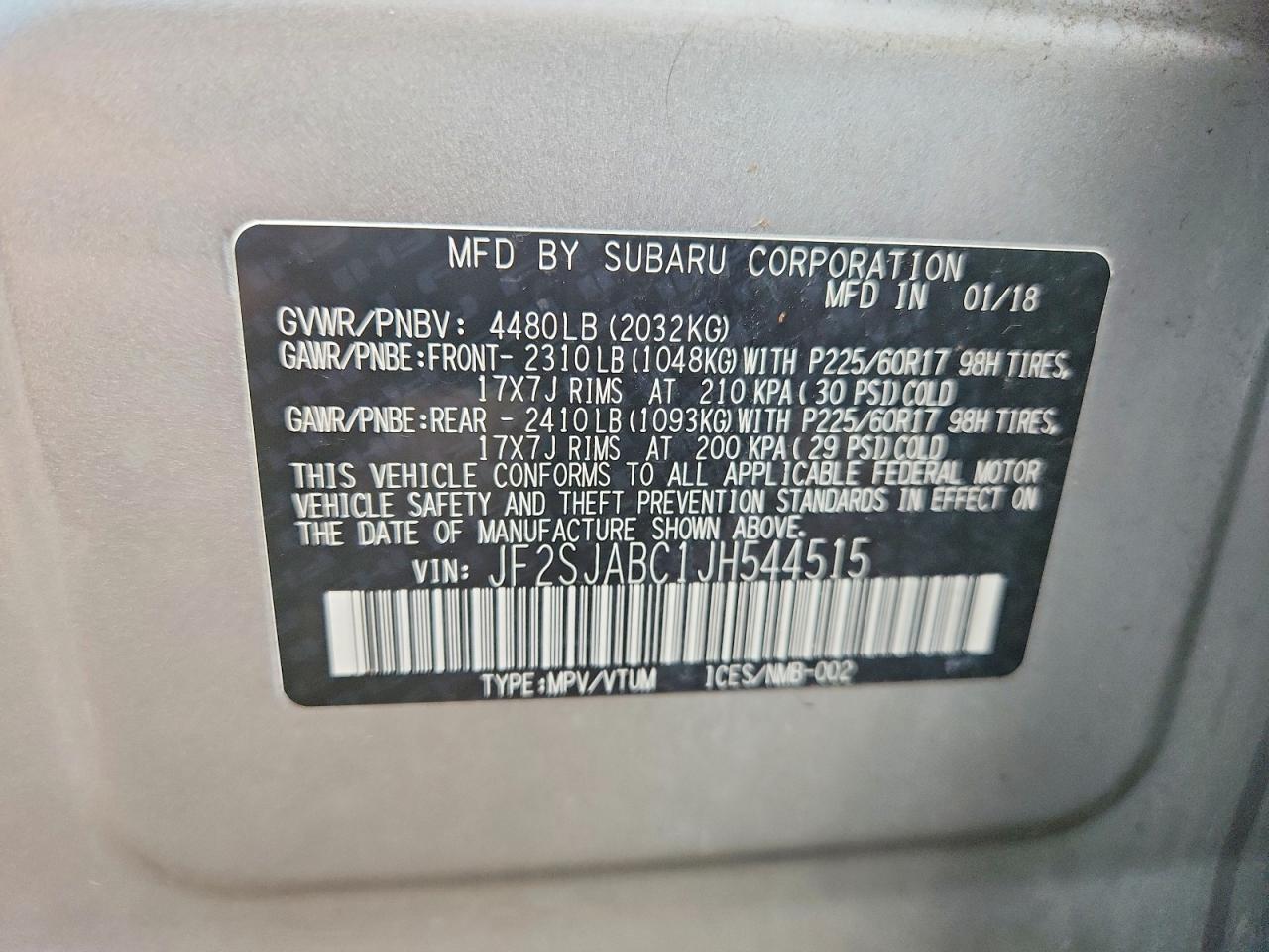 2018 Subaru Forester 2.5i Silver vin: JF2SJABC1JH544515