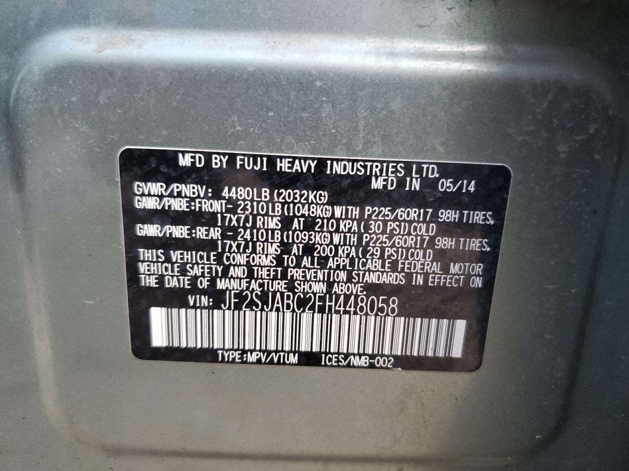 2015 Subaru Forester 2.5i Teal vin: JF2SJABC2FH448058