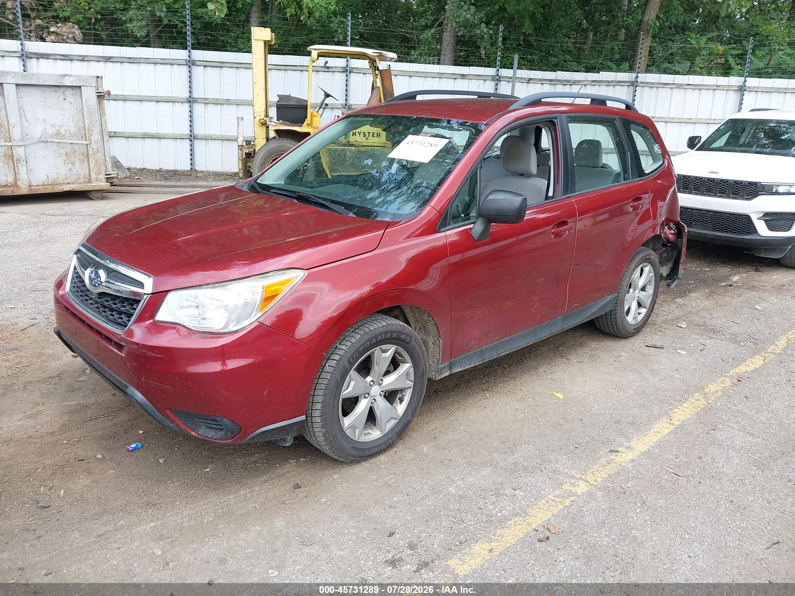 2015 Subaru Forester 2.5i Maroon vin: JF2SJABC2FH548354