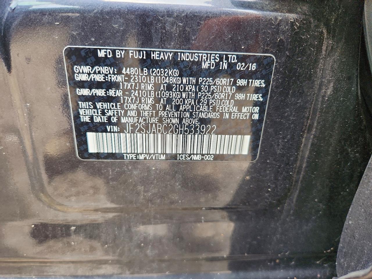 2016 Subaru Forester 2.5i Charcoal vin: JF2SJABC2GH533922