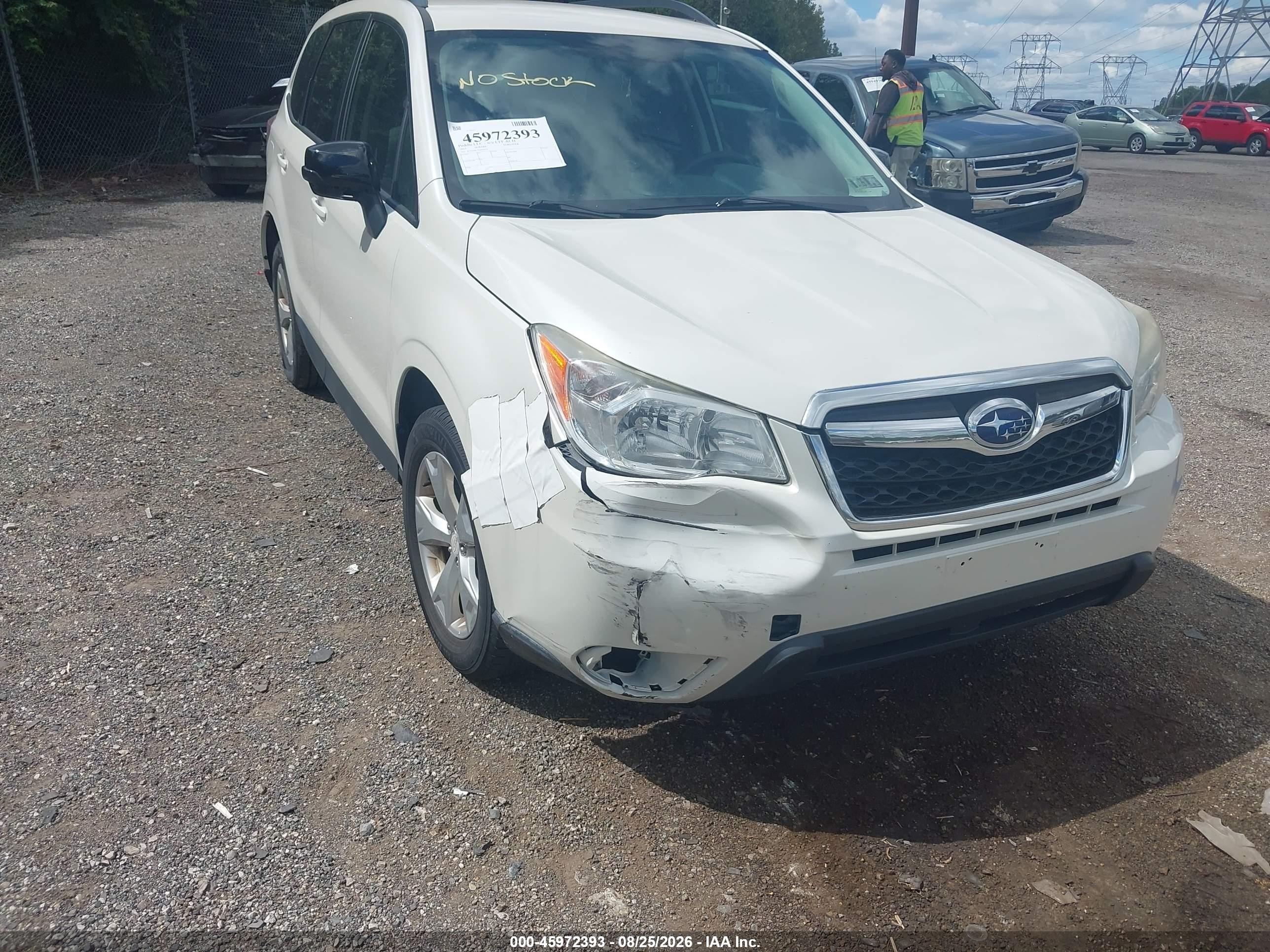 2015 Subaru Forester 2.5i White vin: JF2SJABC3FH456976