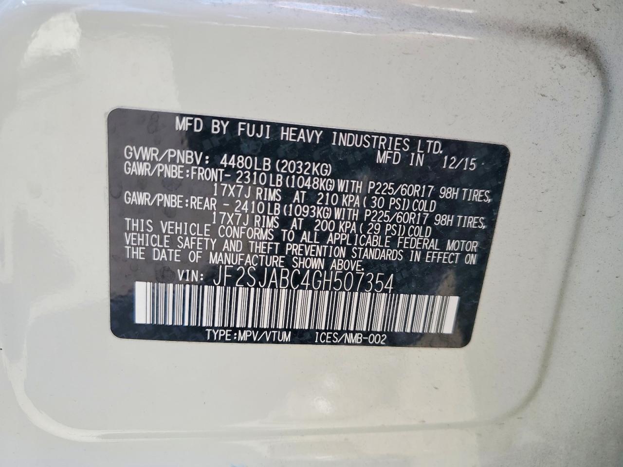 2016 Subaru Forester 2.5i White vin: JF2SJABC4GH507354