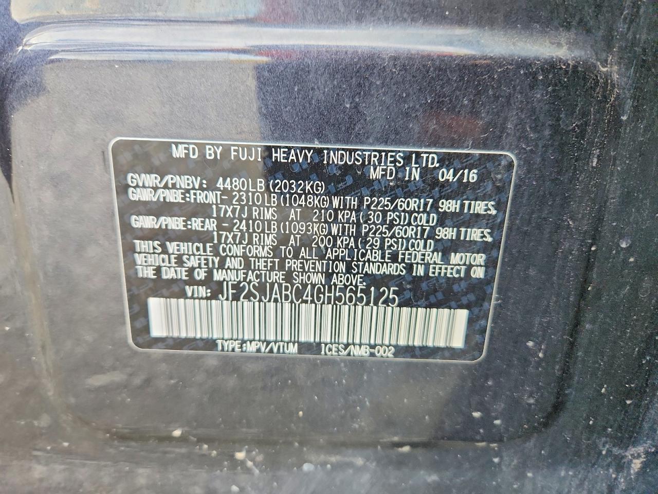 2016 Subaru Forester 2.5i Gray vin: JF2SJABC4GH565125