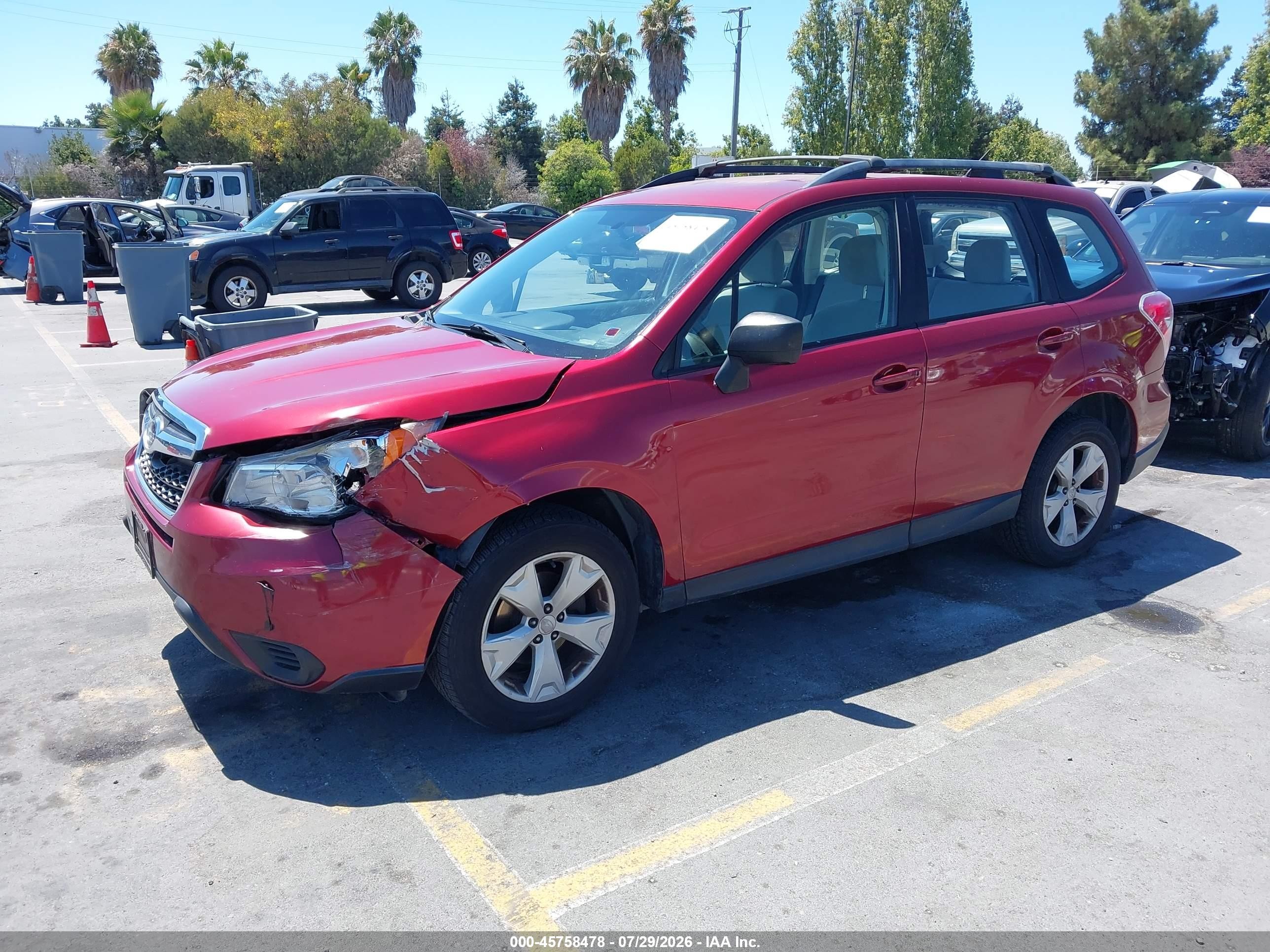 2015 Subaru Forester 2.5i Maroon vin: JF2SJABC5FH841780